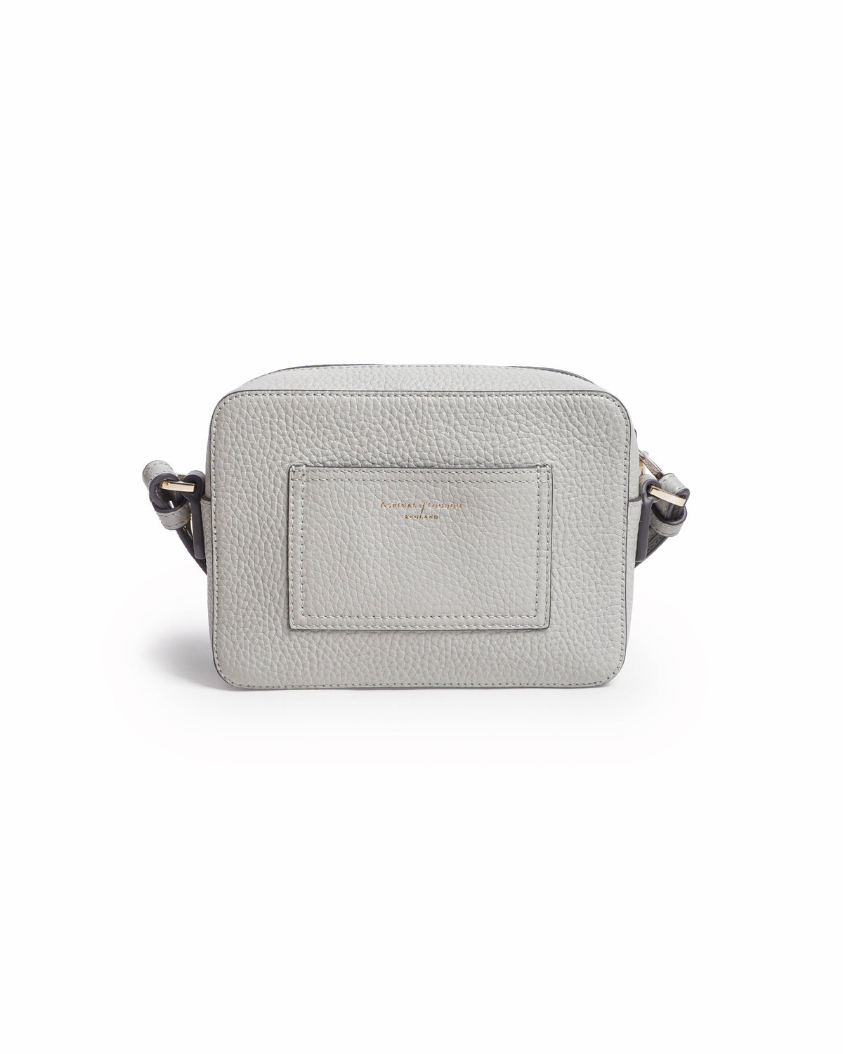 Aspinal of London Warm Grey Pebbled Leather Camera Crossbody Bag