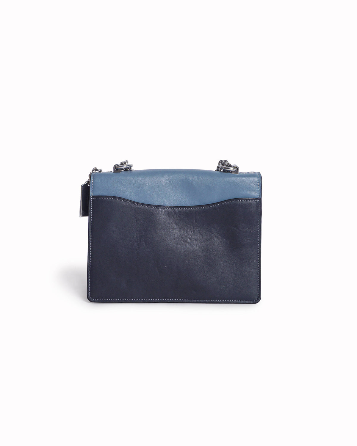 Coach Slate Blue & Black Colorblock Snake-Embossed Chain Crossbody Bag