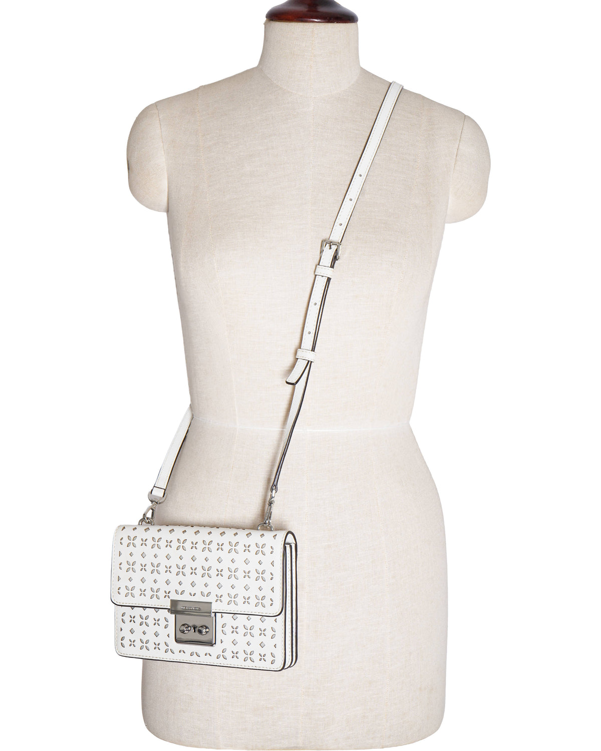 Michael Kors Saffiano Leather Crossbody Bag In White