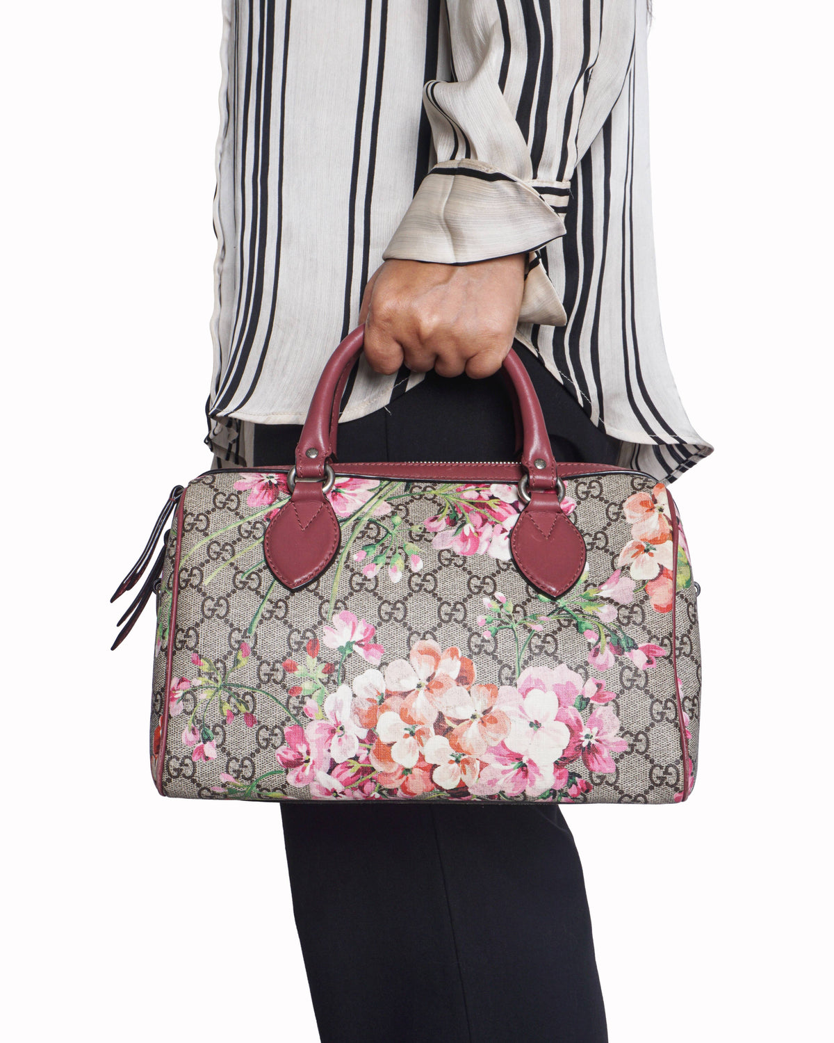 Gucci Small GG Supreme Blooms Boston Bag
