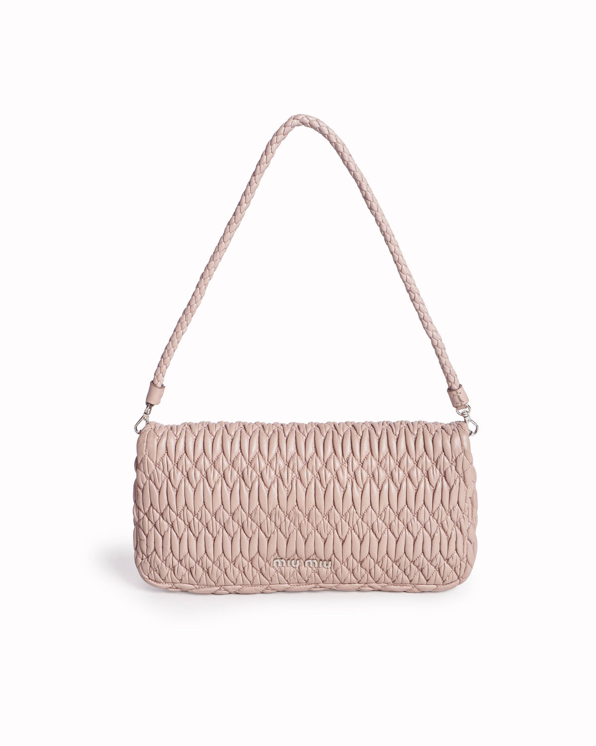 Miu Miu Blush Pink Nappa Crystal Matelassé Bag