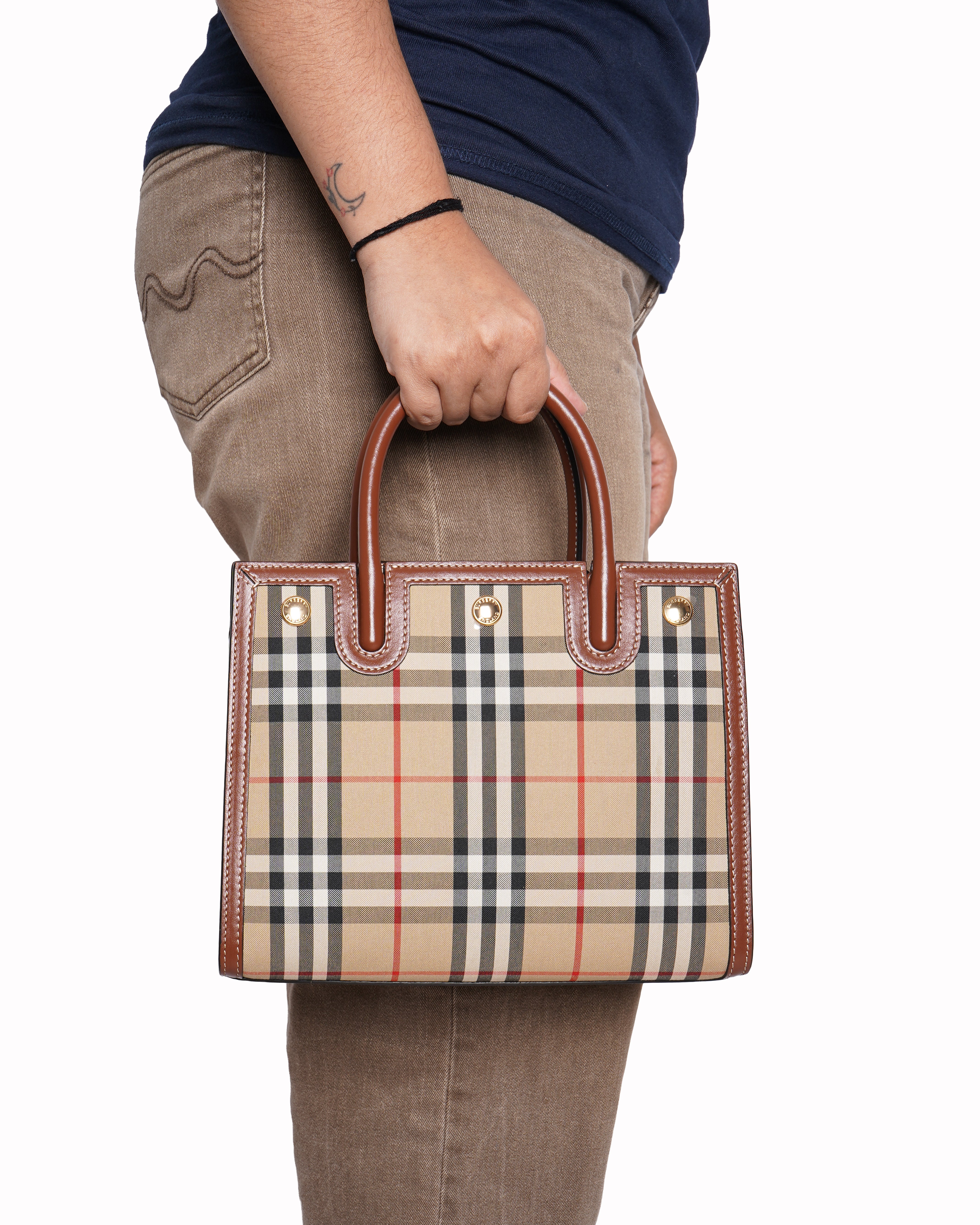 Burberry Mini Vintage Check Two-handle Title Bag