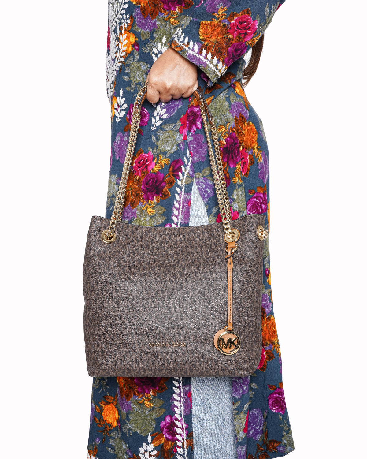 Michael Kors Jet Set Chain Signature Medium Shoulder Tote Bag