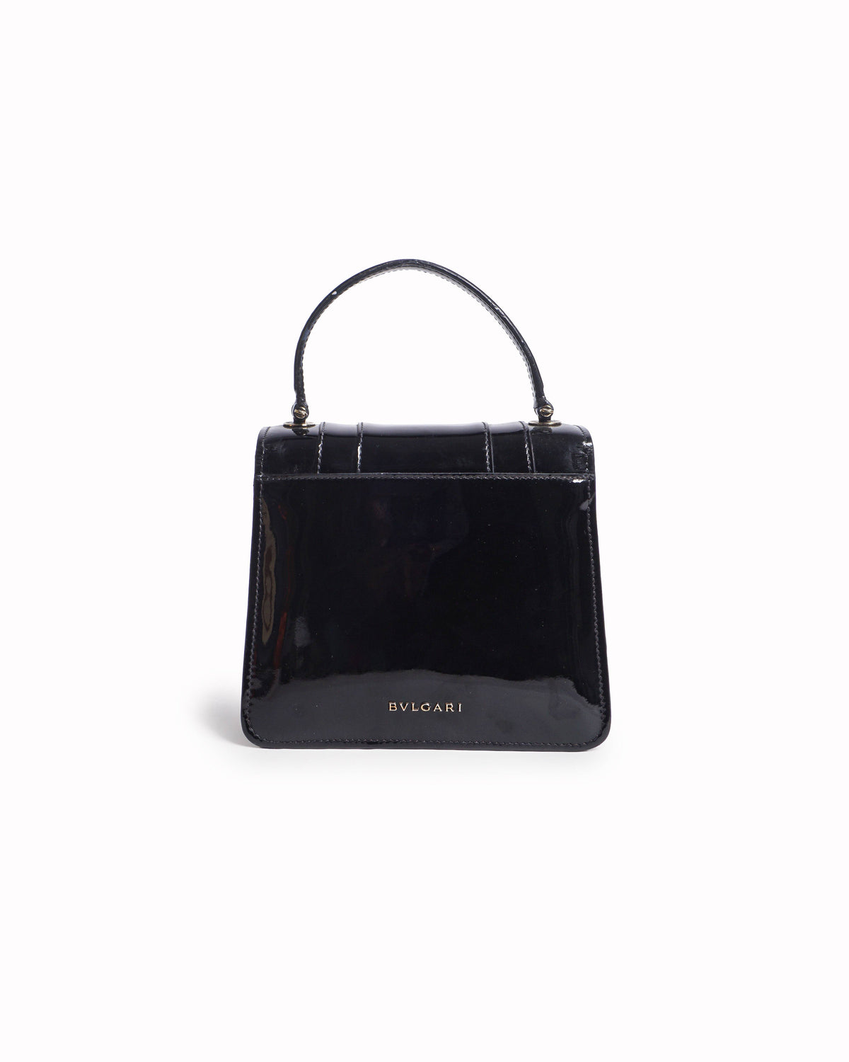 Bvlgari Black Patent Leather Serpenti Forever Top Handle Bag