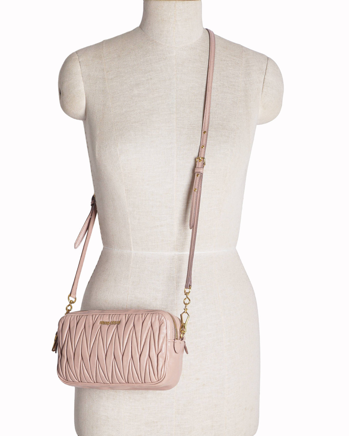 Miu Miu Blush Pink Matelassé Leather Camera Bag