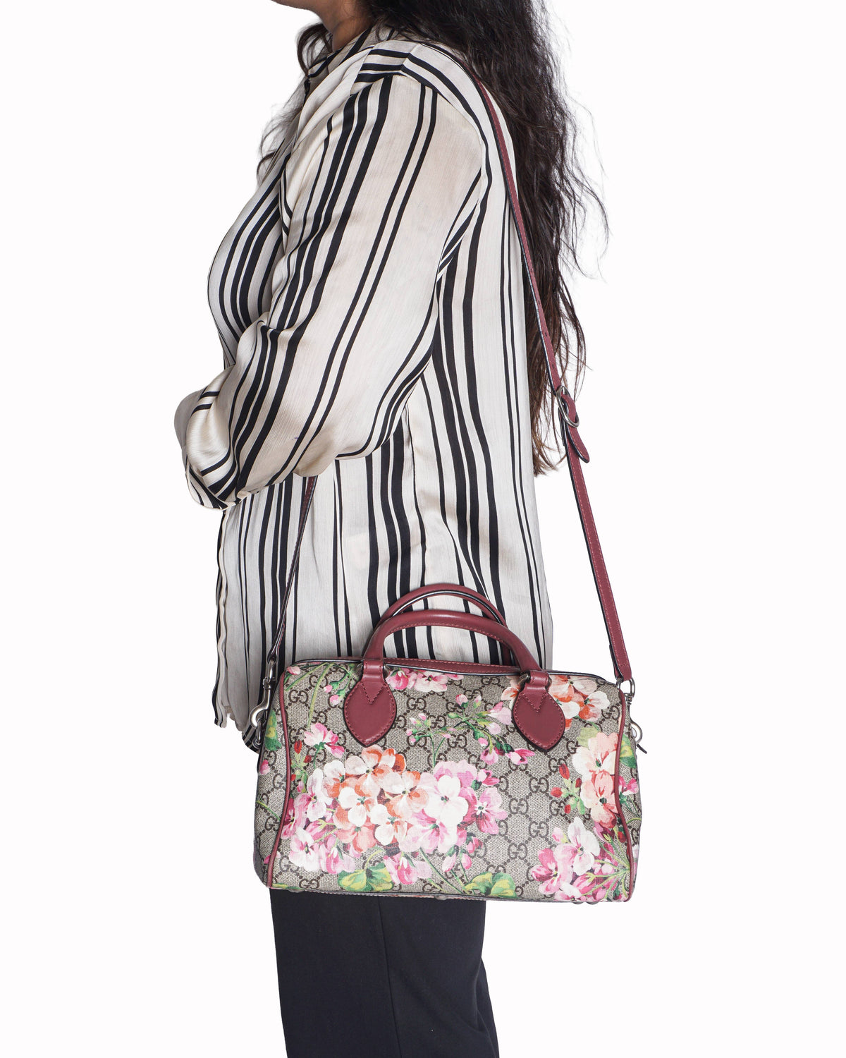 Gucci Small GG Supreme Blooms Boston Bag
