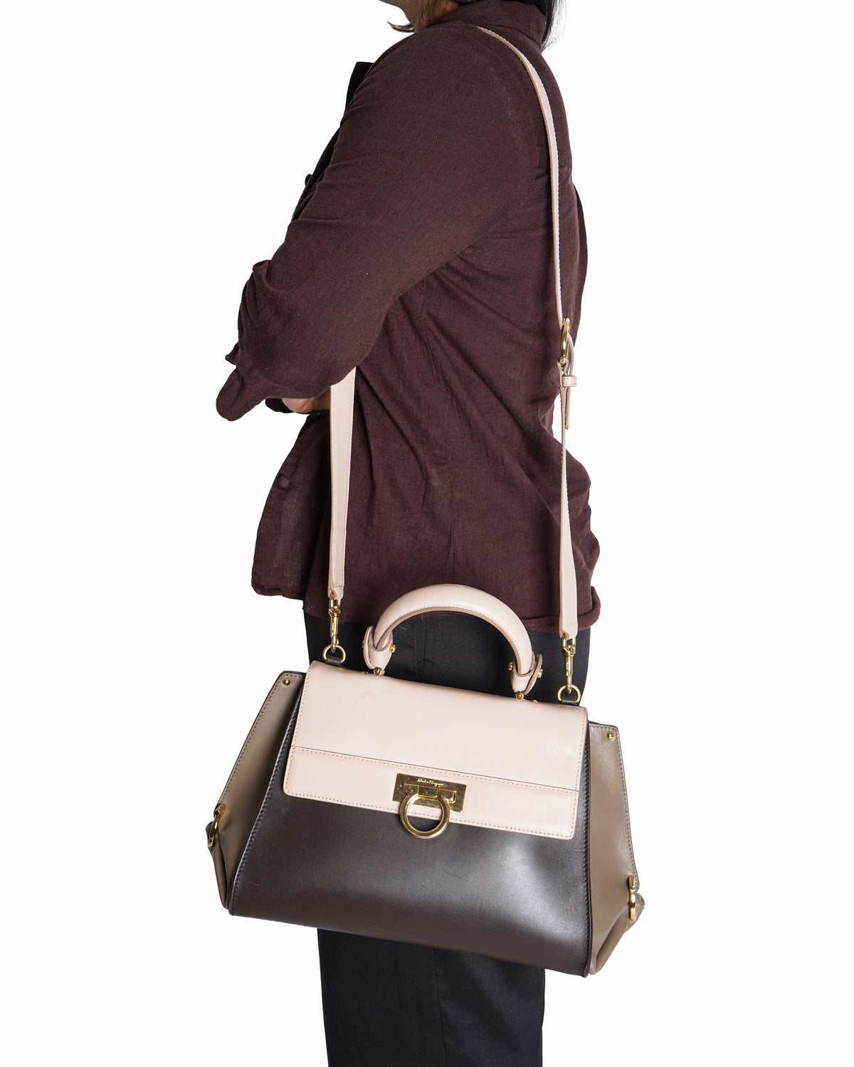 Salvatore ferragamo tri color medium sofia top handle bag