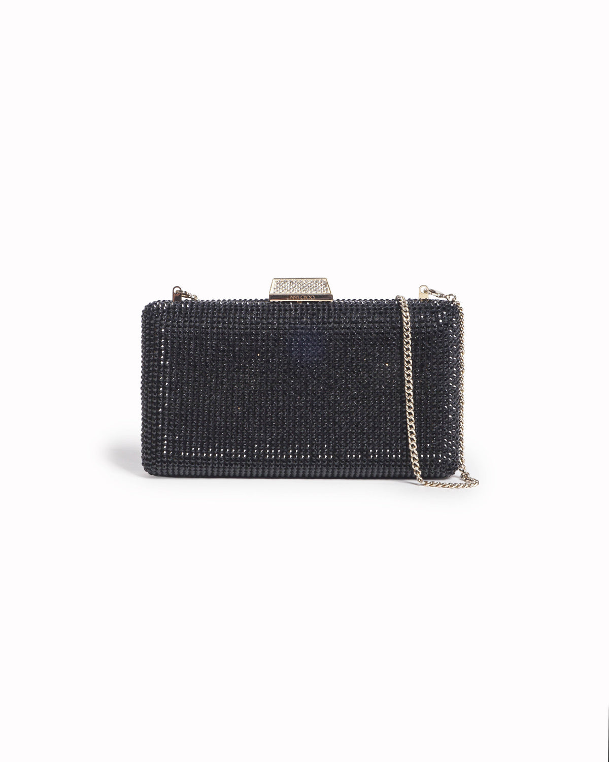 Jimmy Choo Black Crystal Rhinestone Minaudière Clutch