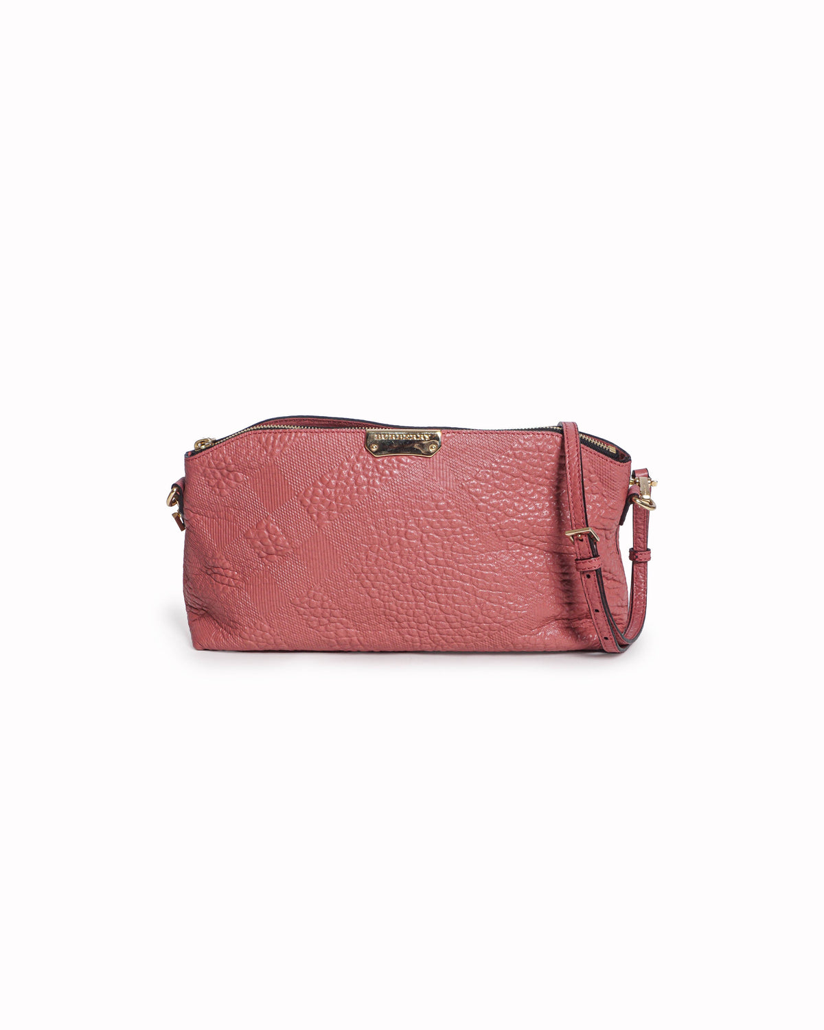 Burberry Chichester Coral Pink Embossed Leather Crossbody Bag
