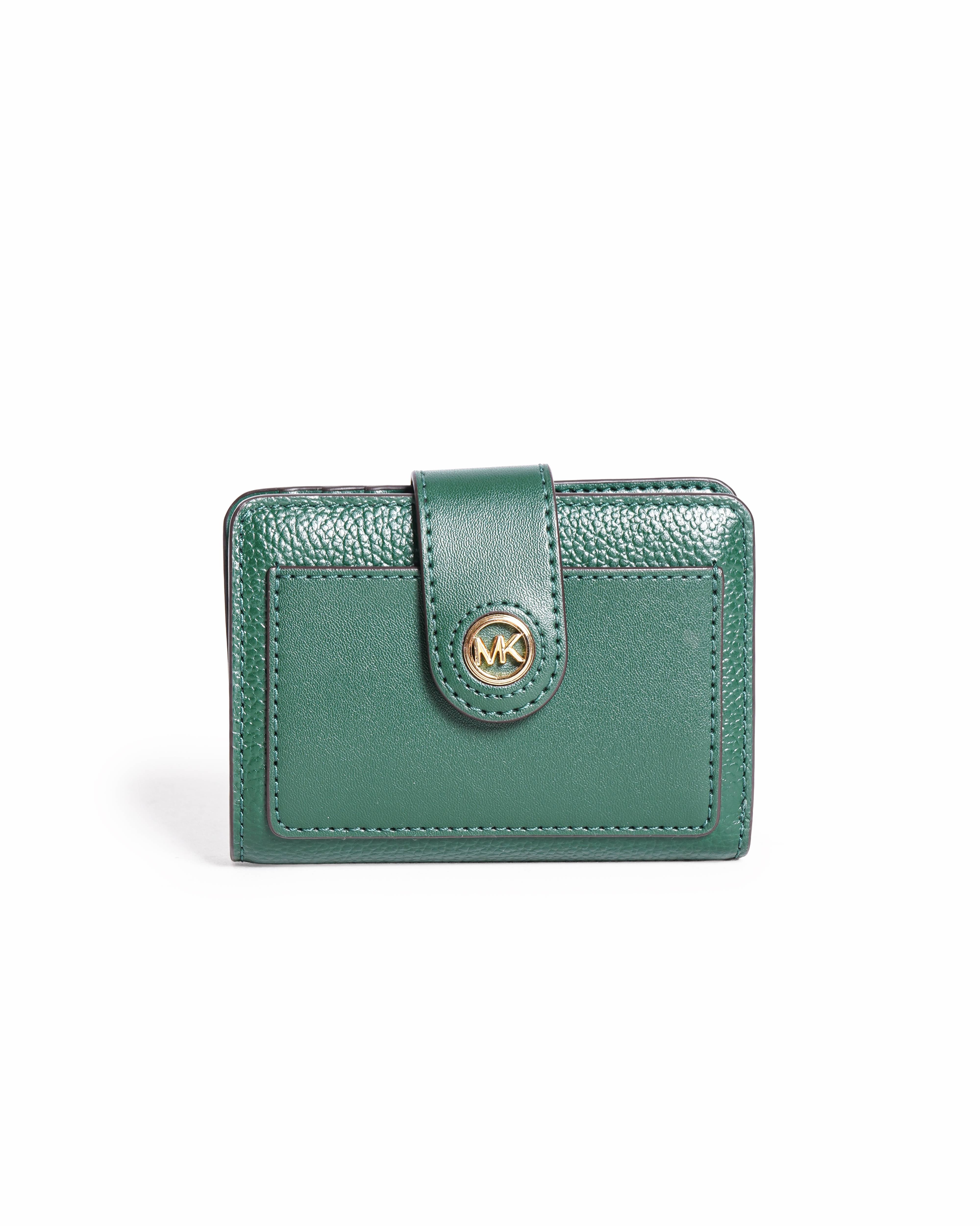 Michael Kors Mercer Small Green Pebbled Leather Wallet