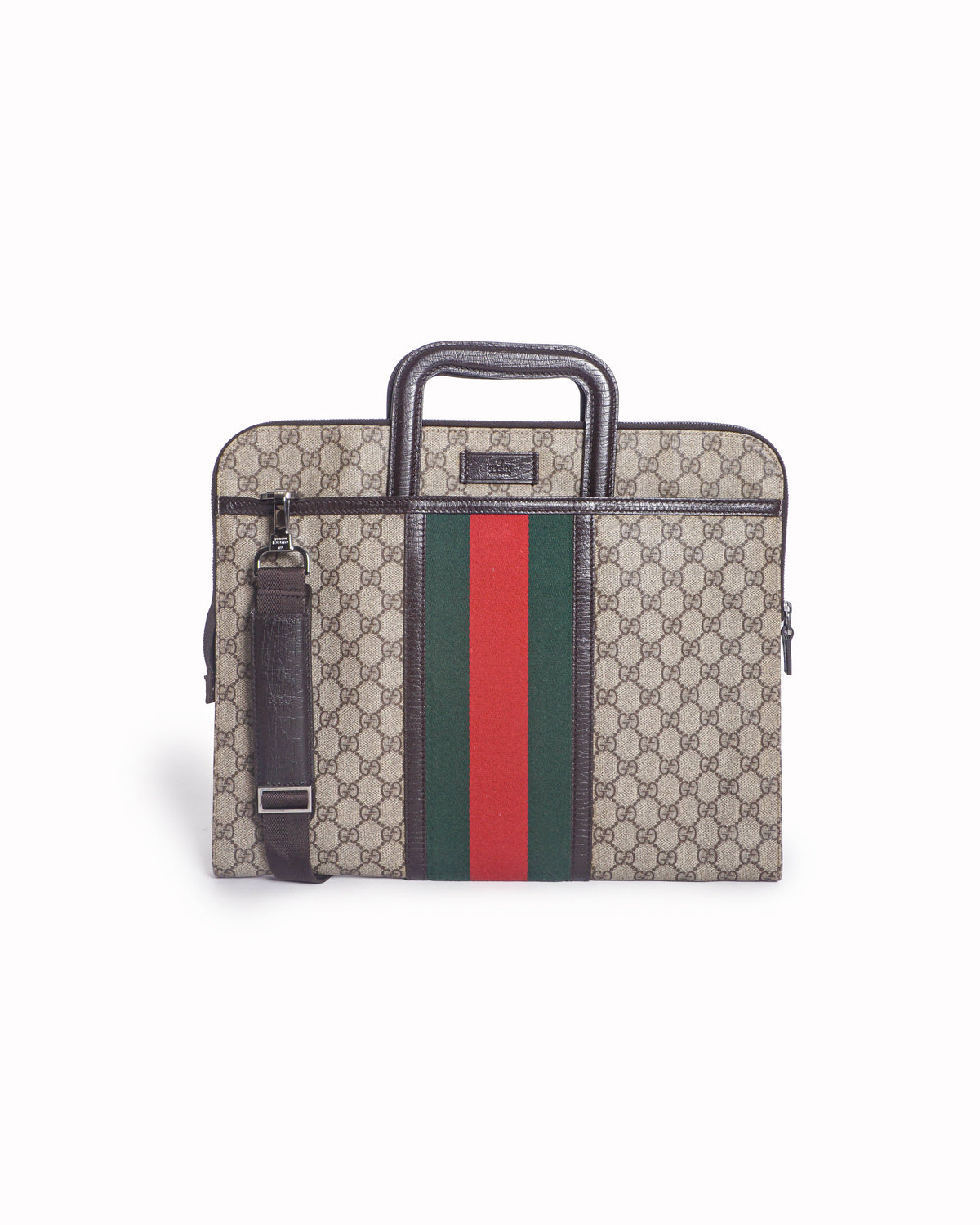 Gucci GG Supreme Canvas & Web Stripe Briefcase