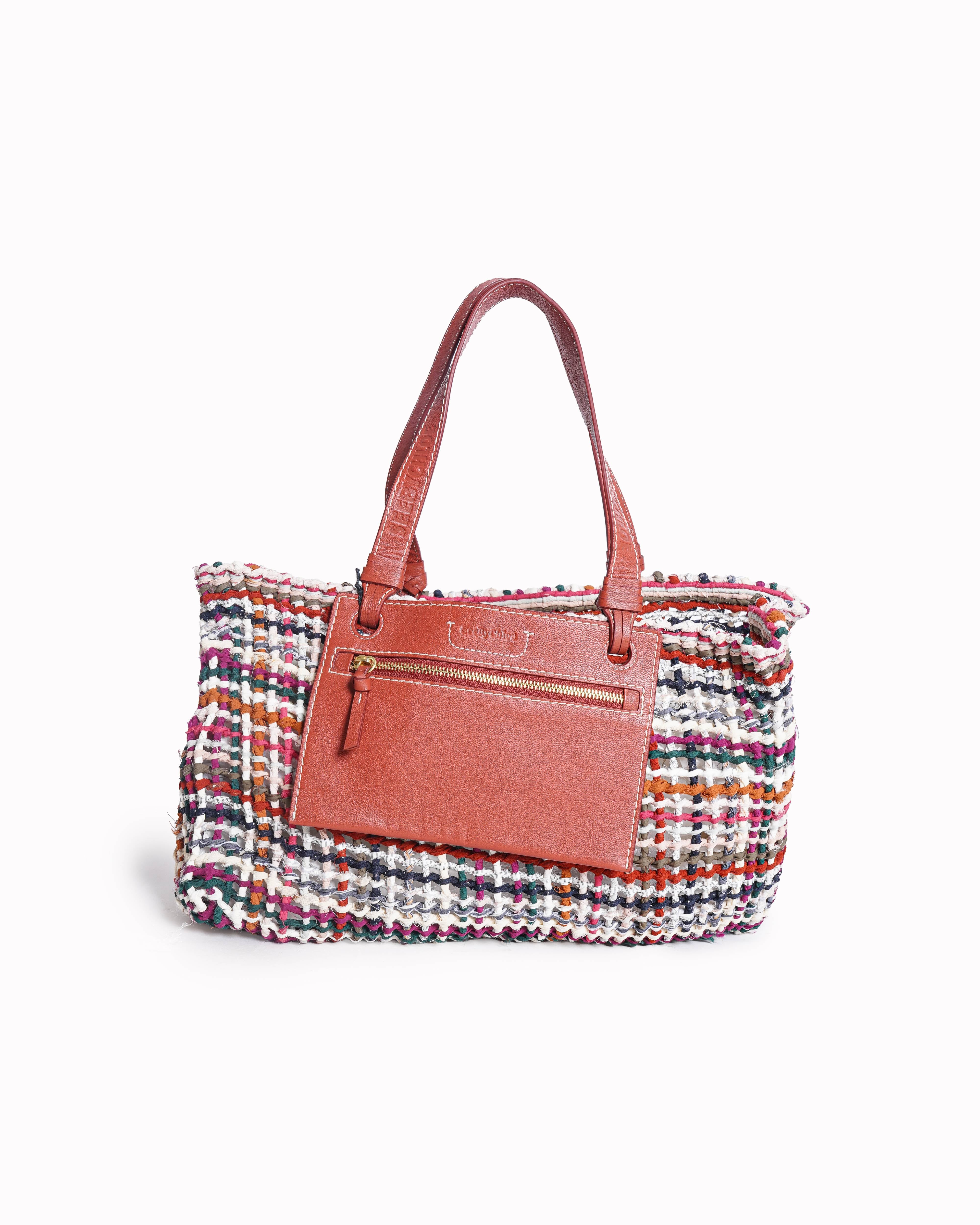 See By Chloé "The Upcycled Tote" in Woven Fabric and Leather
