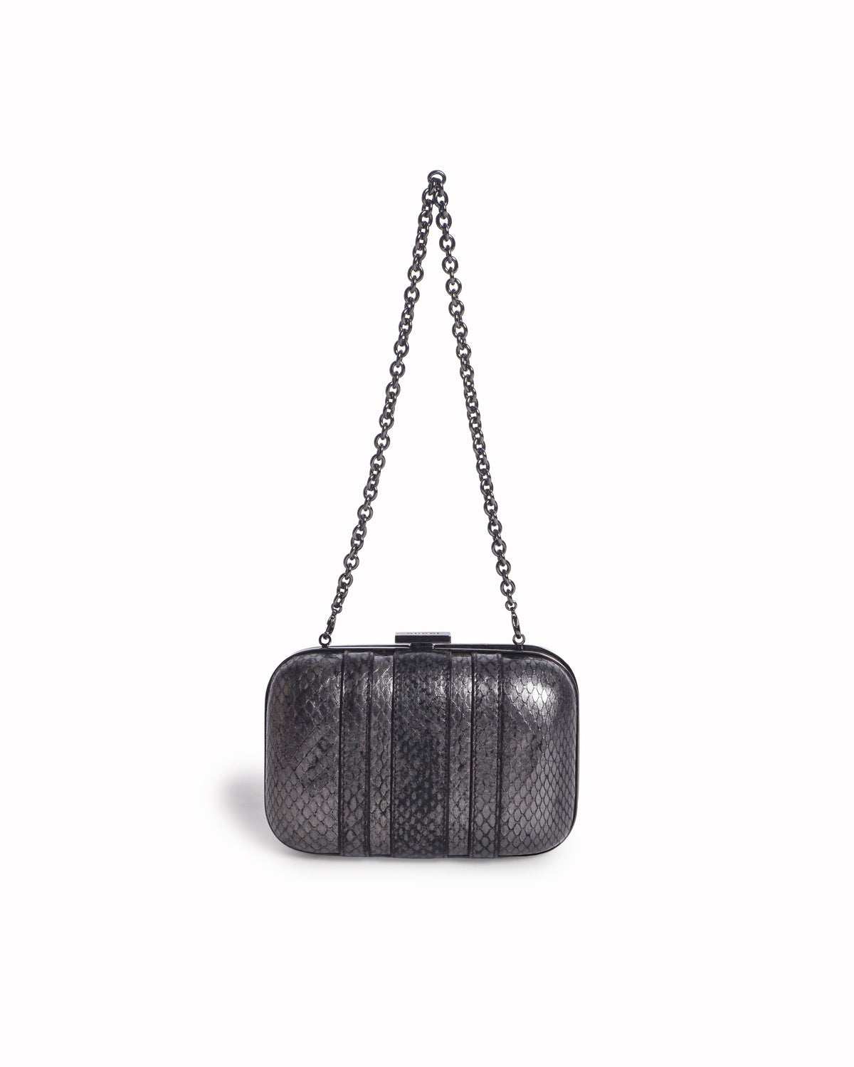 Gucci Grey Metallic Python Small Box Clutch