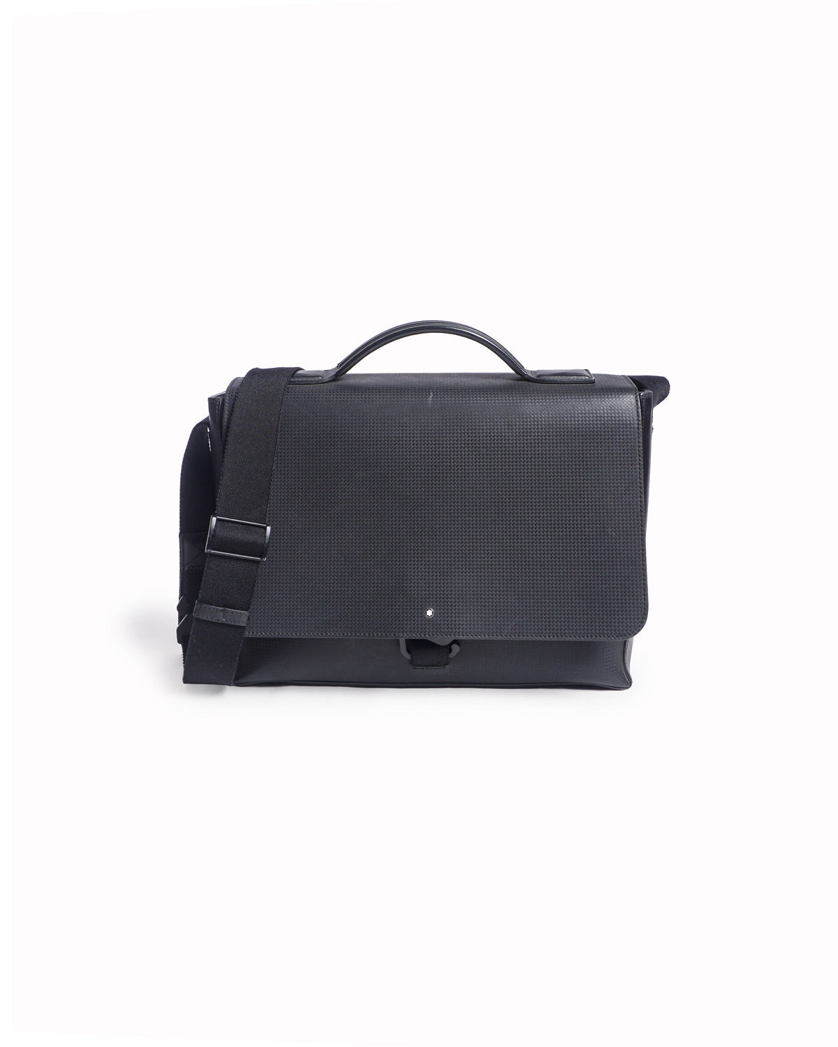 Montblanc Black Cross-Grain Leather Flap Briefcase