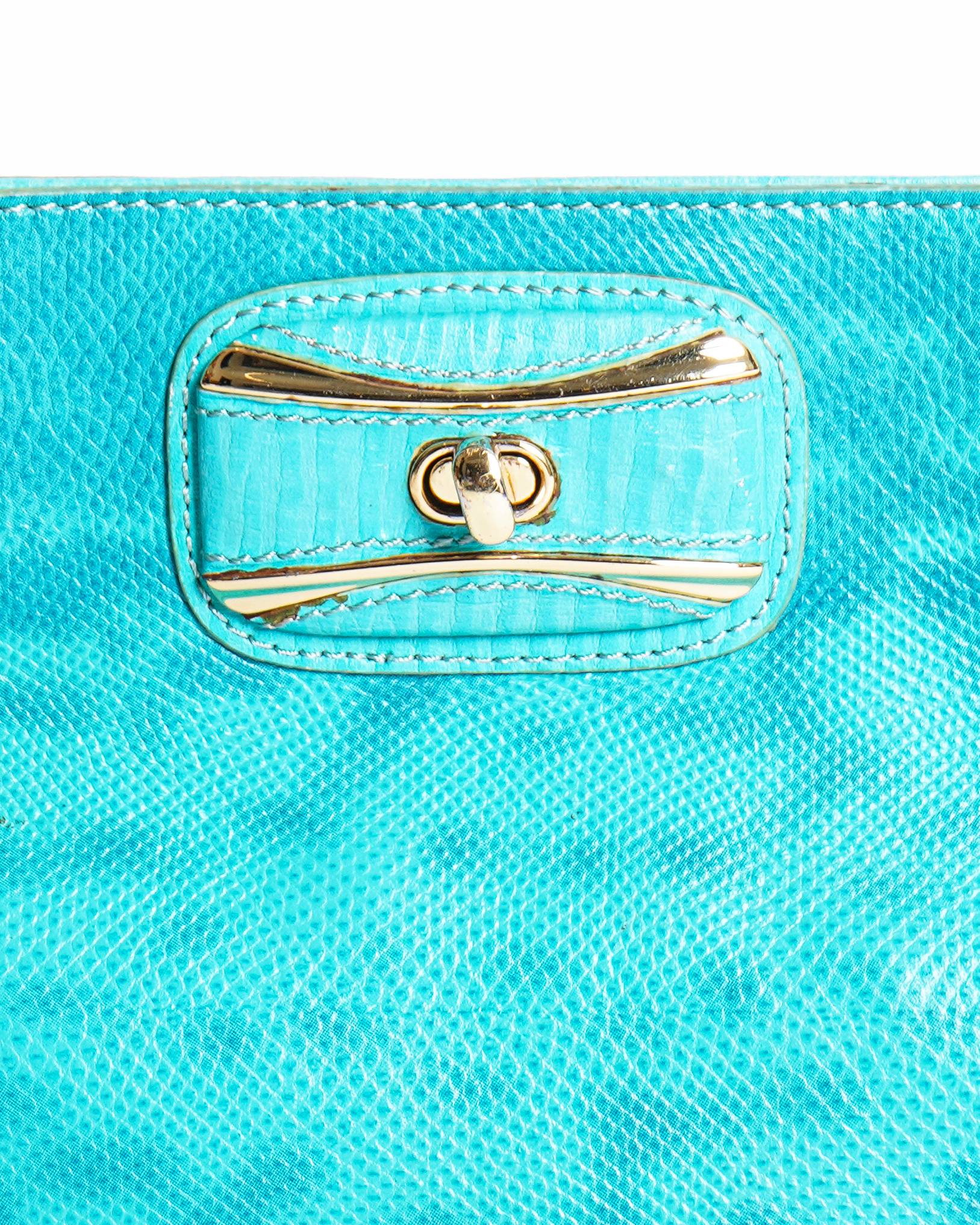 Moschino Cheap and Chic Teal Embossed Leather Chain Bag