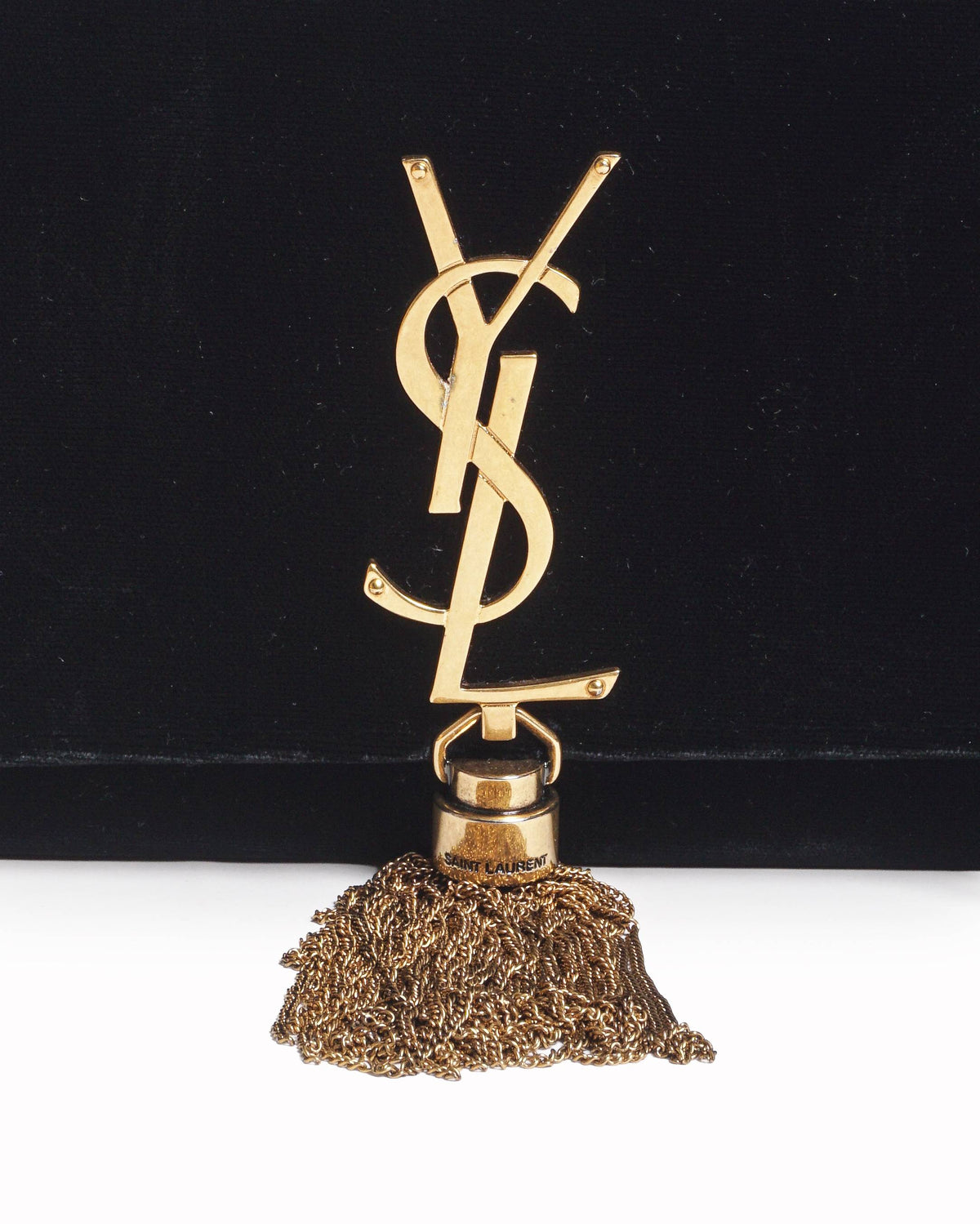 Saint Laurent Medium Black Velvet Monogram Kate Tassel Bag