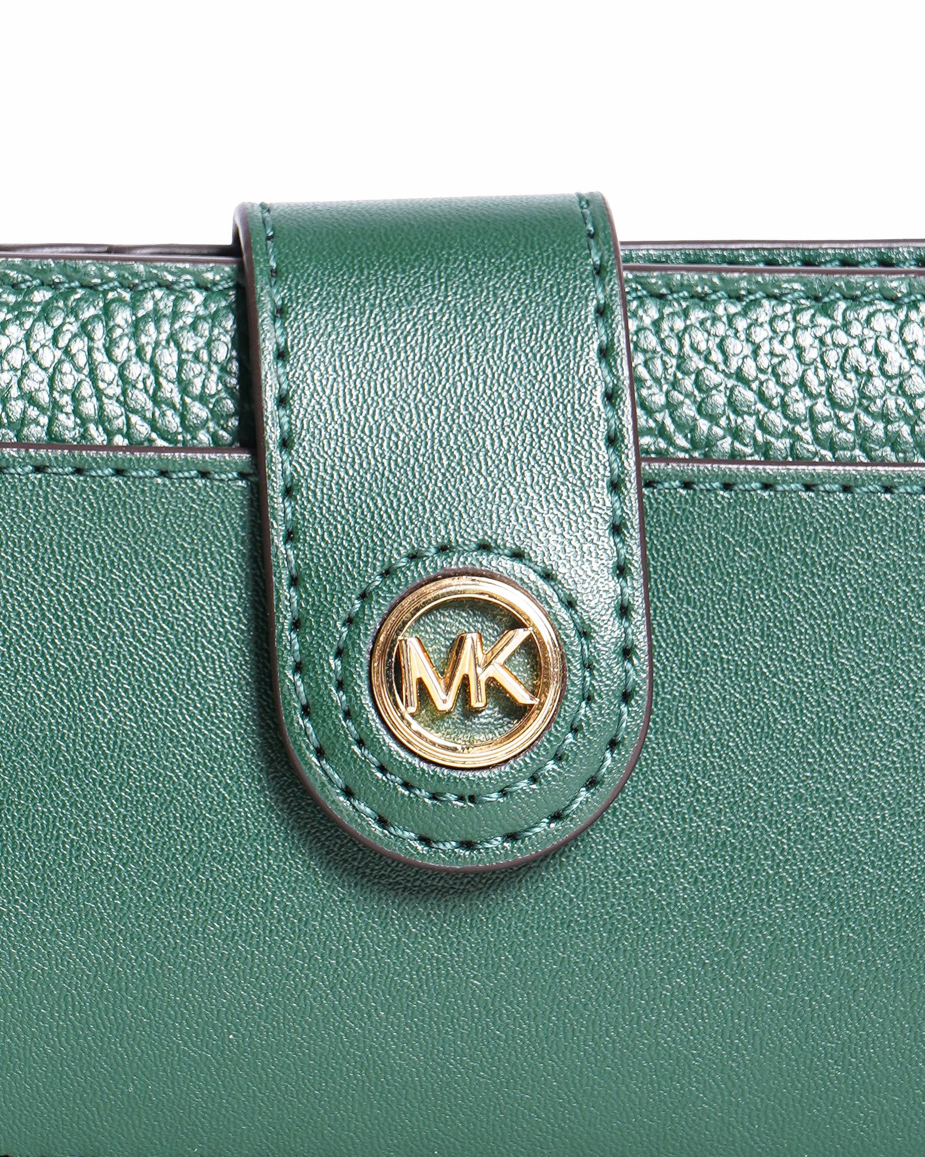 Michael Kors Mercer Small Green Pebbled Leather Wallet
