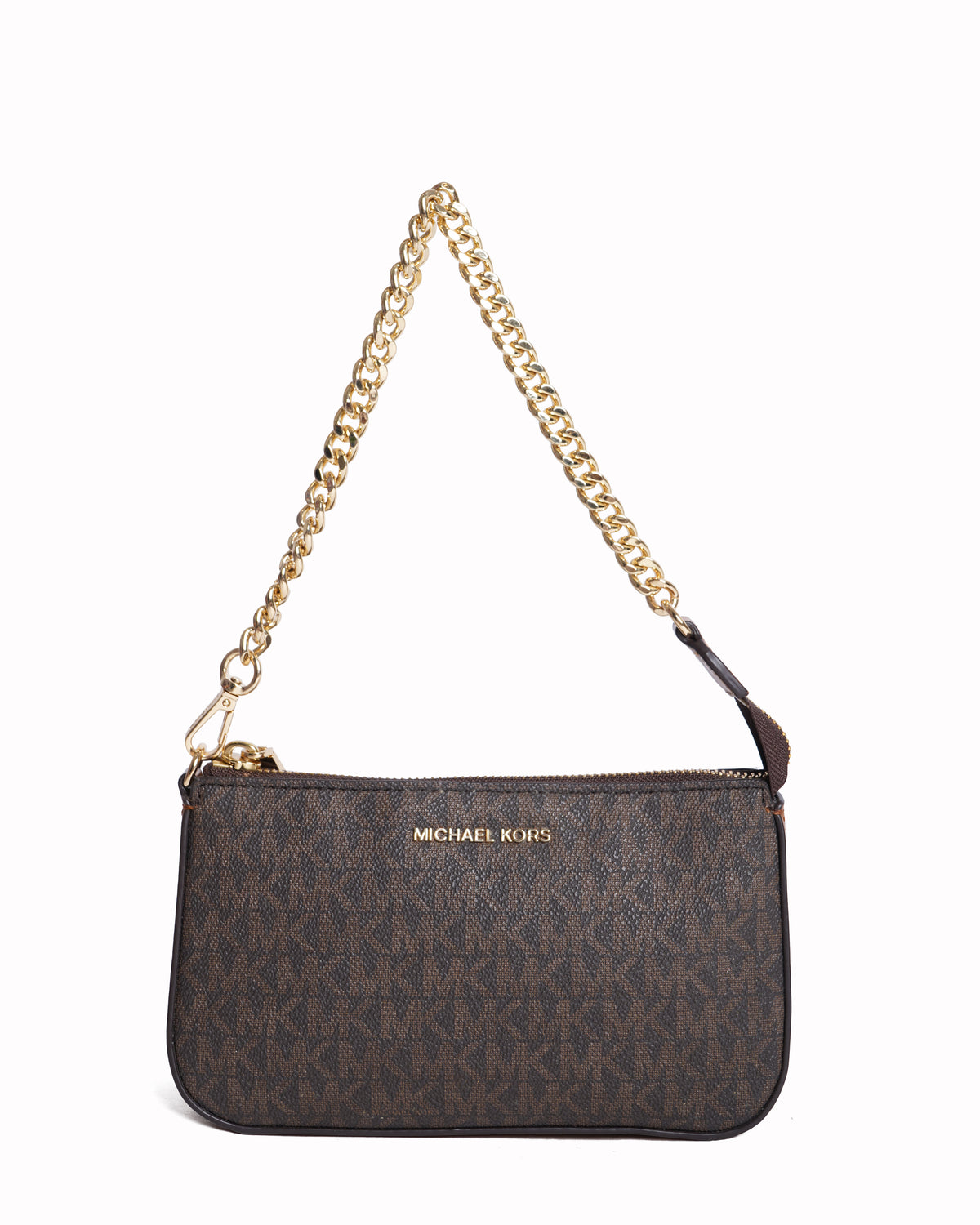 Michael Kors Monogram Shoulder Bag In Brown