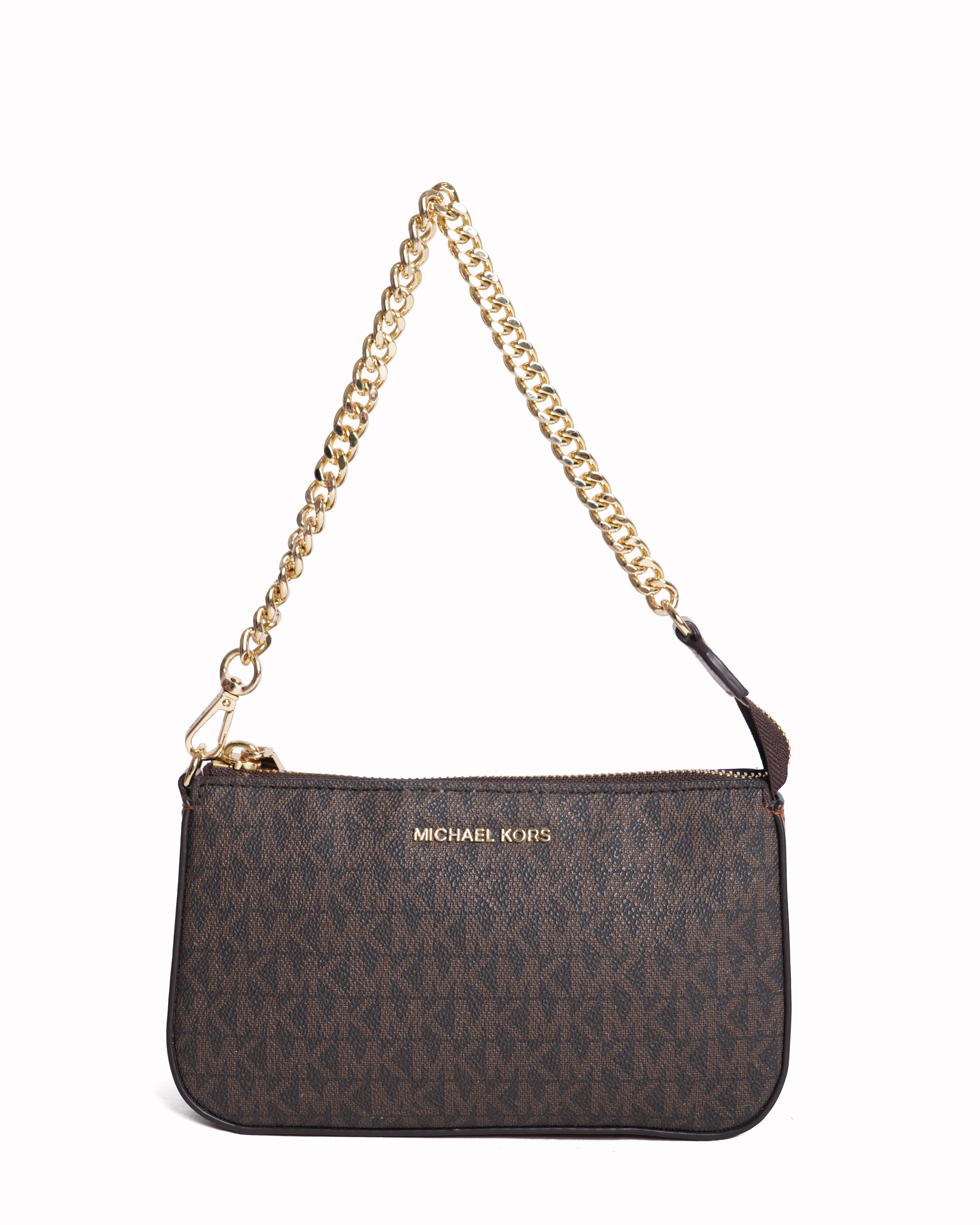Michael Kors Monogram Shoulder Bag In Brown