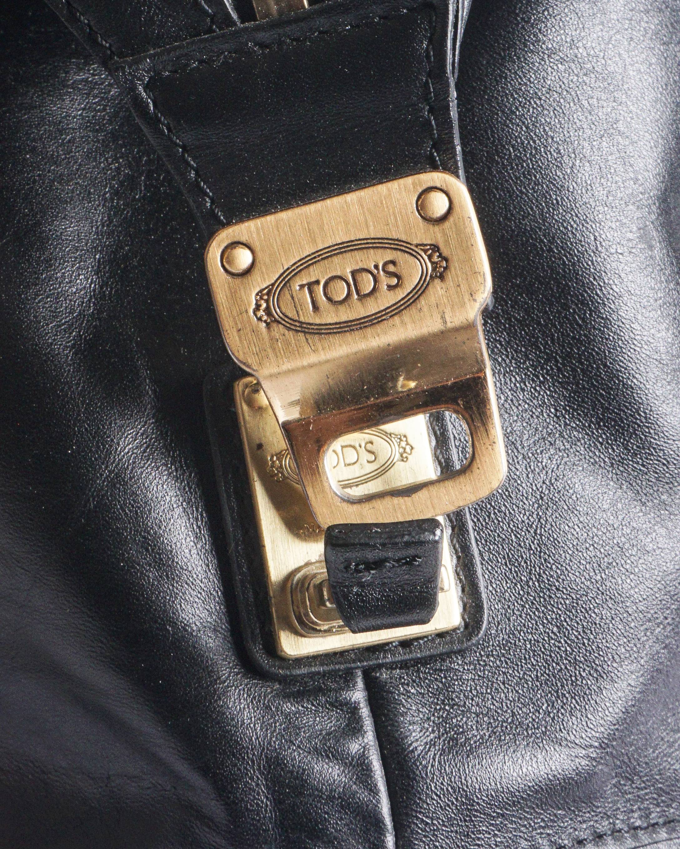 Tod's Black Supple Leather D-Styling Satchel Bag