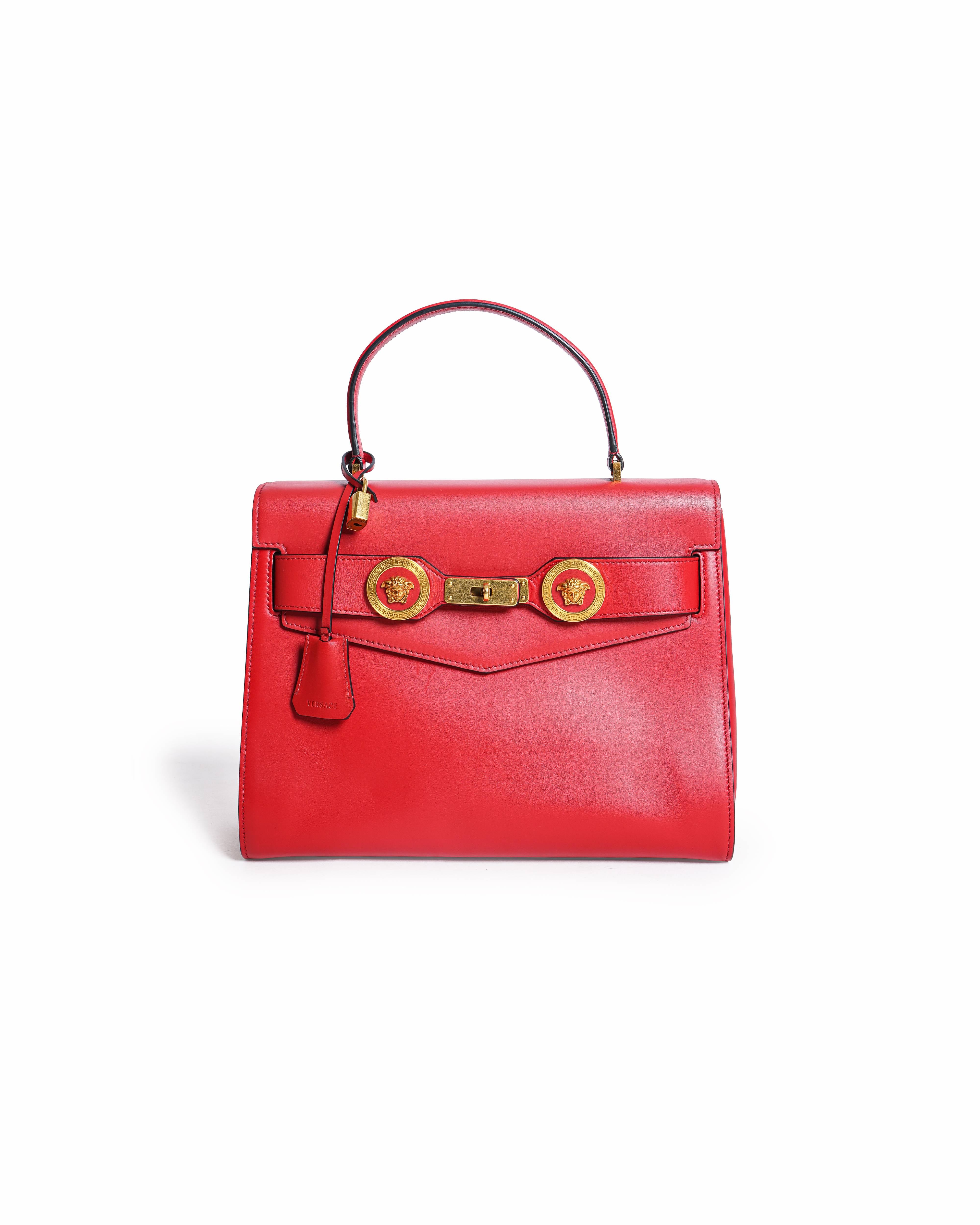 Versace Red Tribute Icon Medusa Top Handle Bag