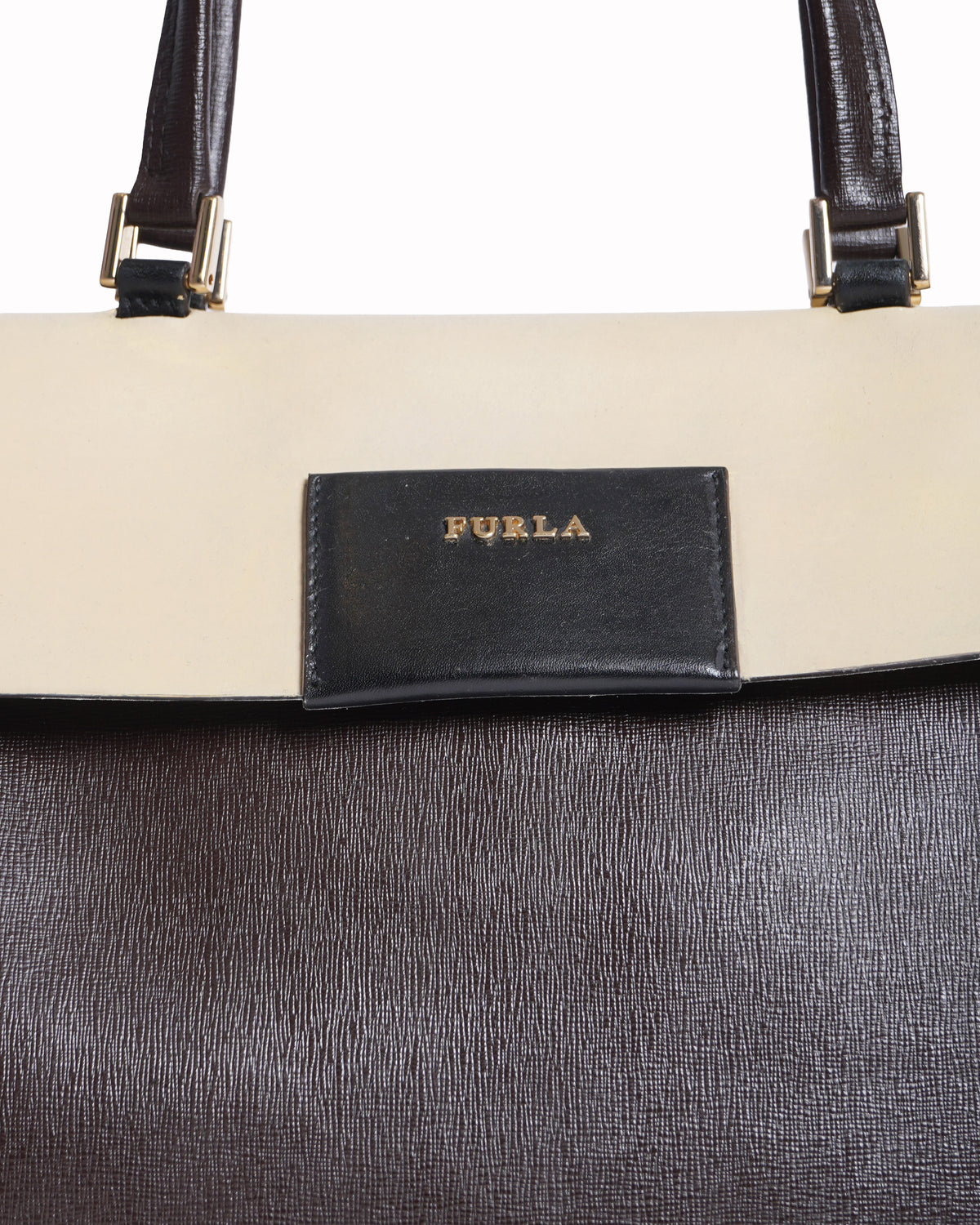 Furla bicolor leather top handle bag
