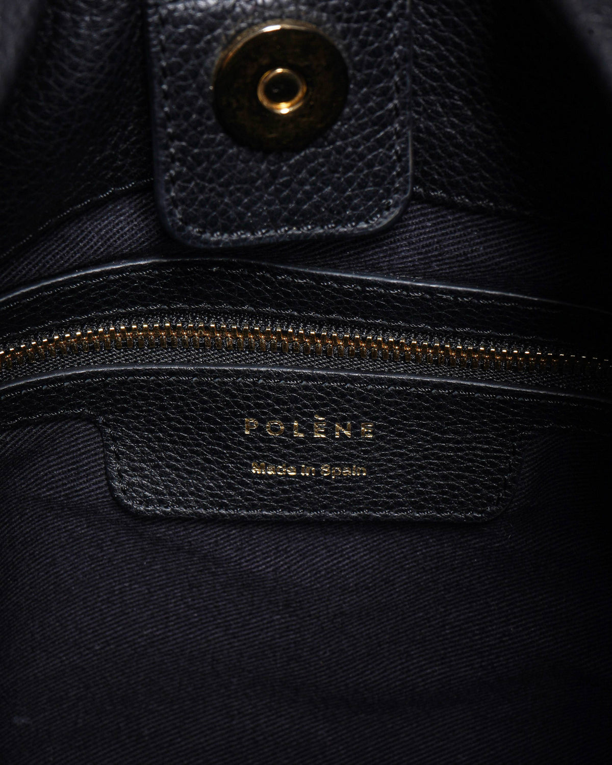Polène Numéro Neuf Pebbled Black Leather Shoulder Bag