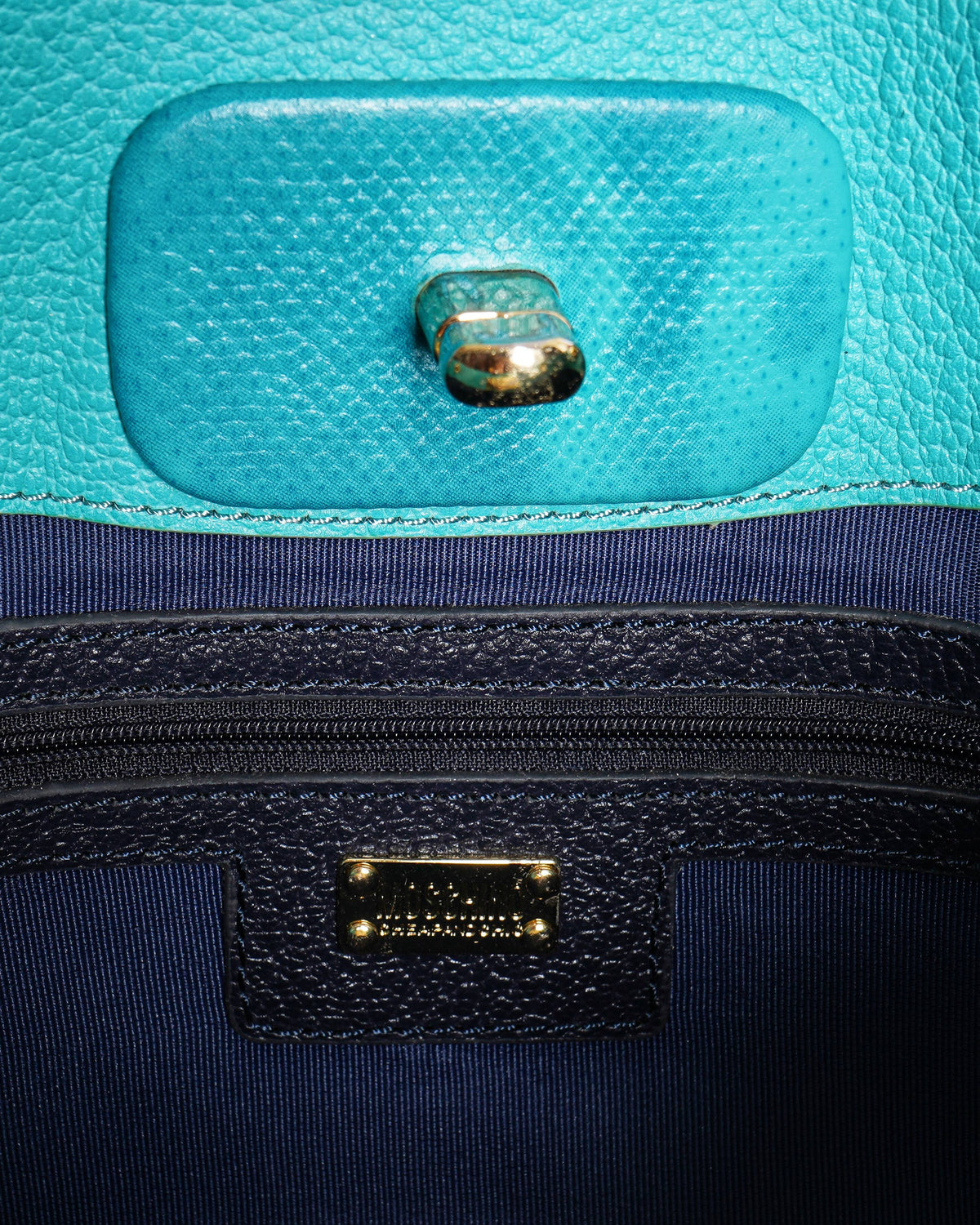 Moschino Cheap and Chic Teal Embossed Leather Chain Bag