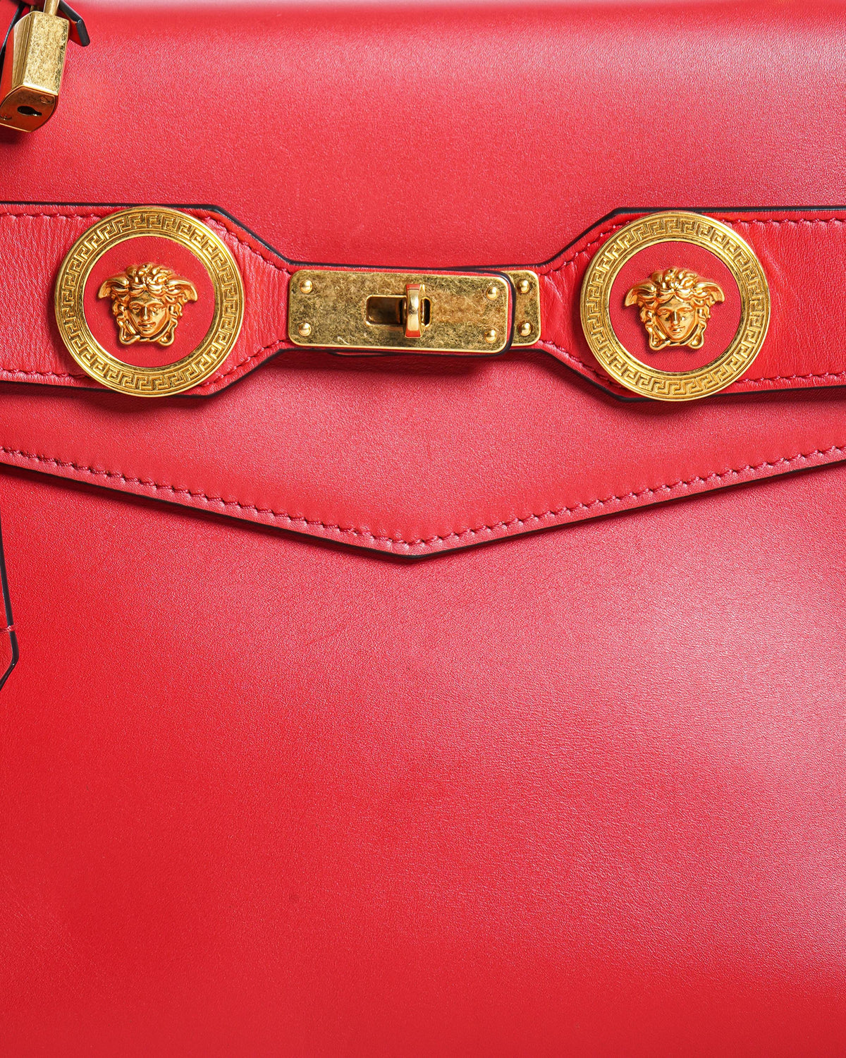 Versace Red Tribute Icon Medusa Top Handle Bag
