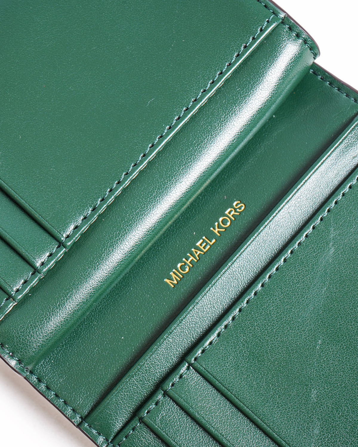 Michael Kors Mercer Small Green Pebbled Leather Wallet