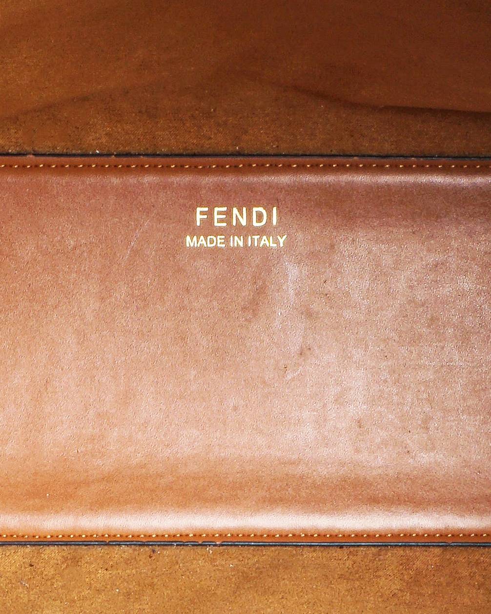 Fendi Sunshine Medium Brown Leather Shopper Tote