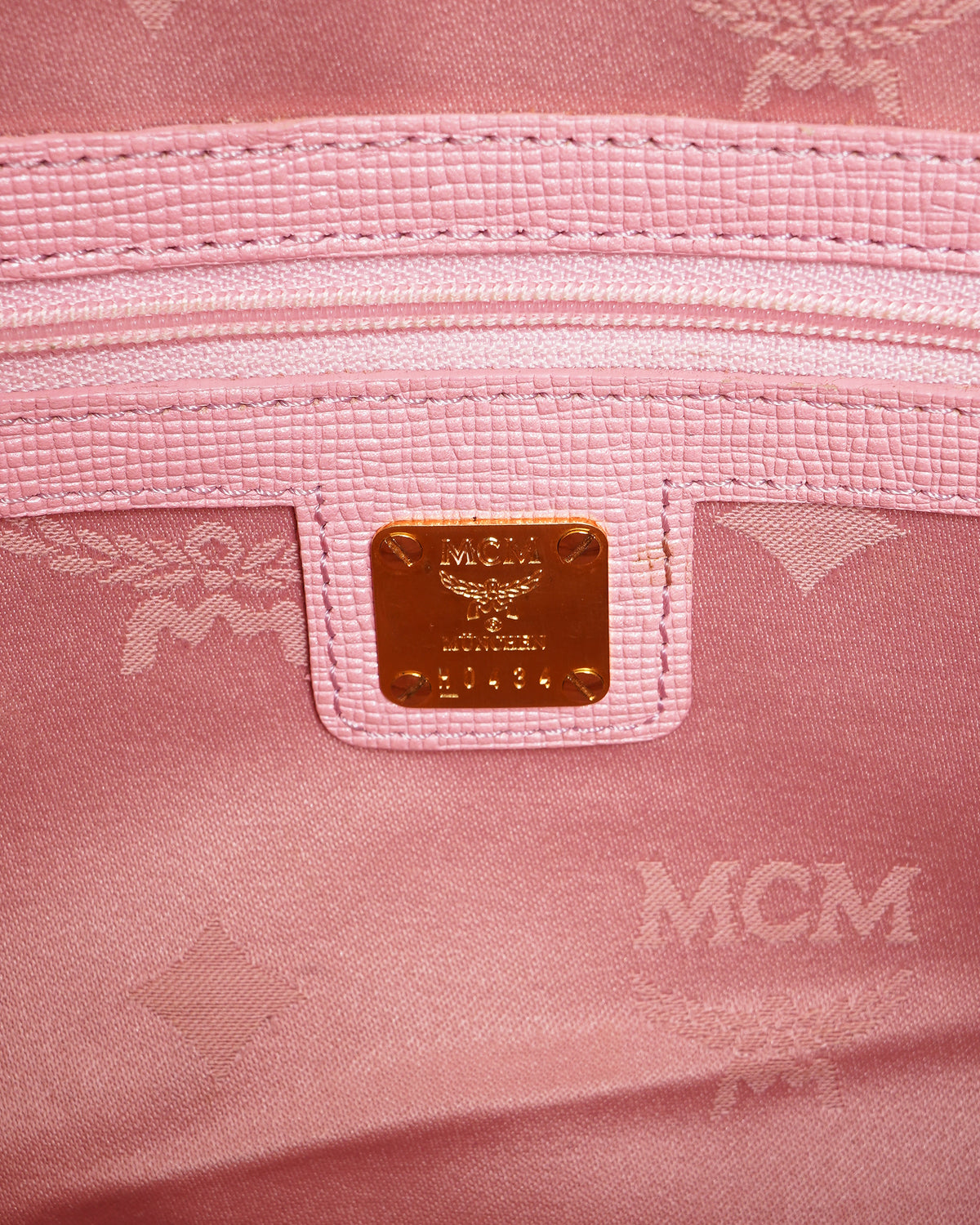 MCM pink leather zip tote bag