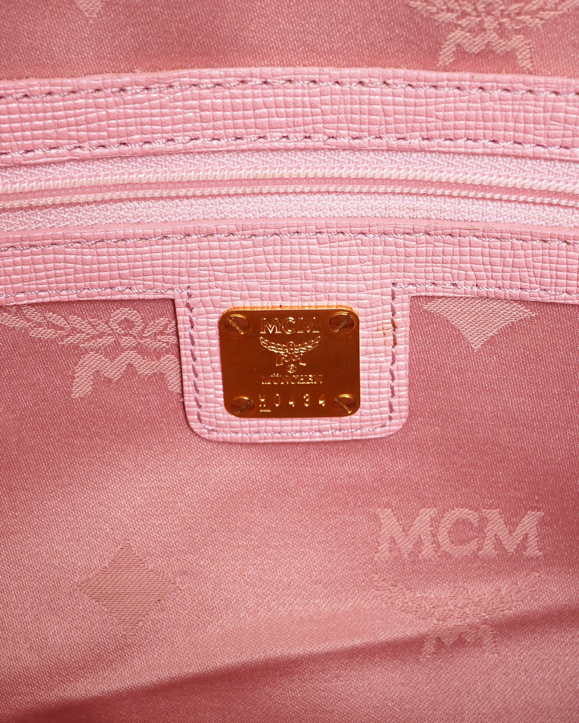 MCM pink leather zip tote bag