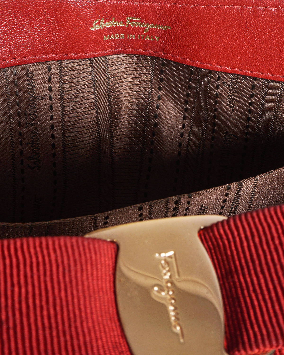 Salvatore Ferragamo Red Patent Leather Vara Bow Clutch