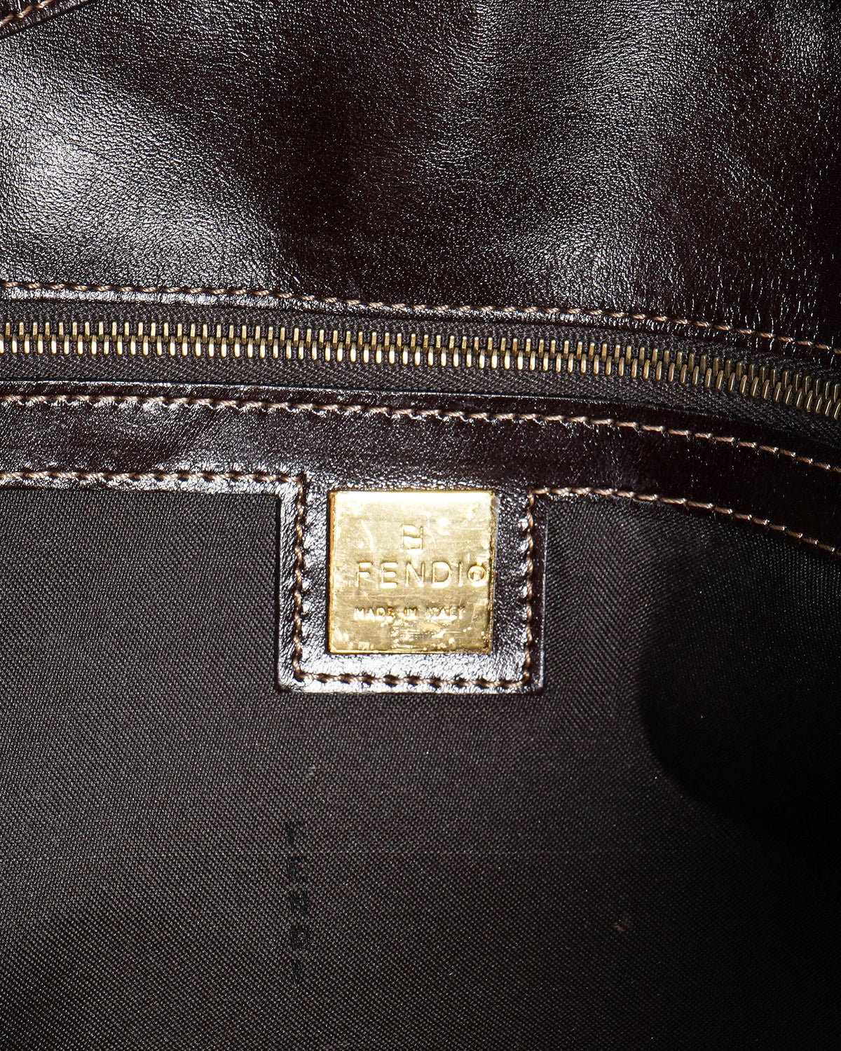 Fendi Monogram Zucchino Canvas & Leather Shoulder Bag