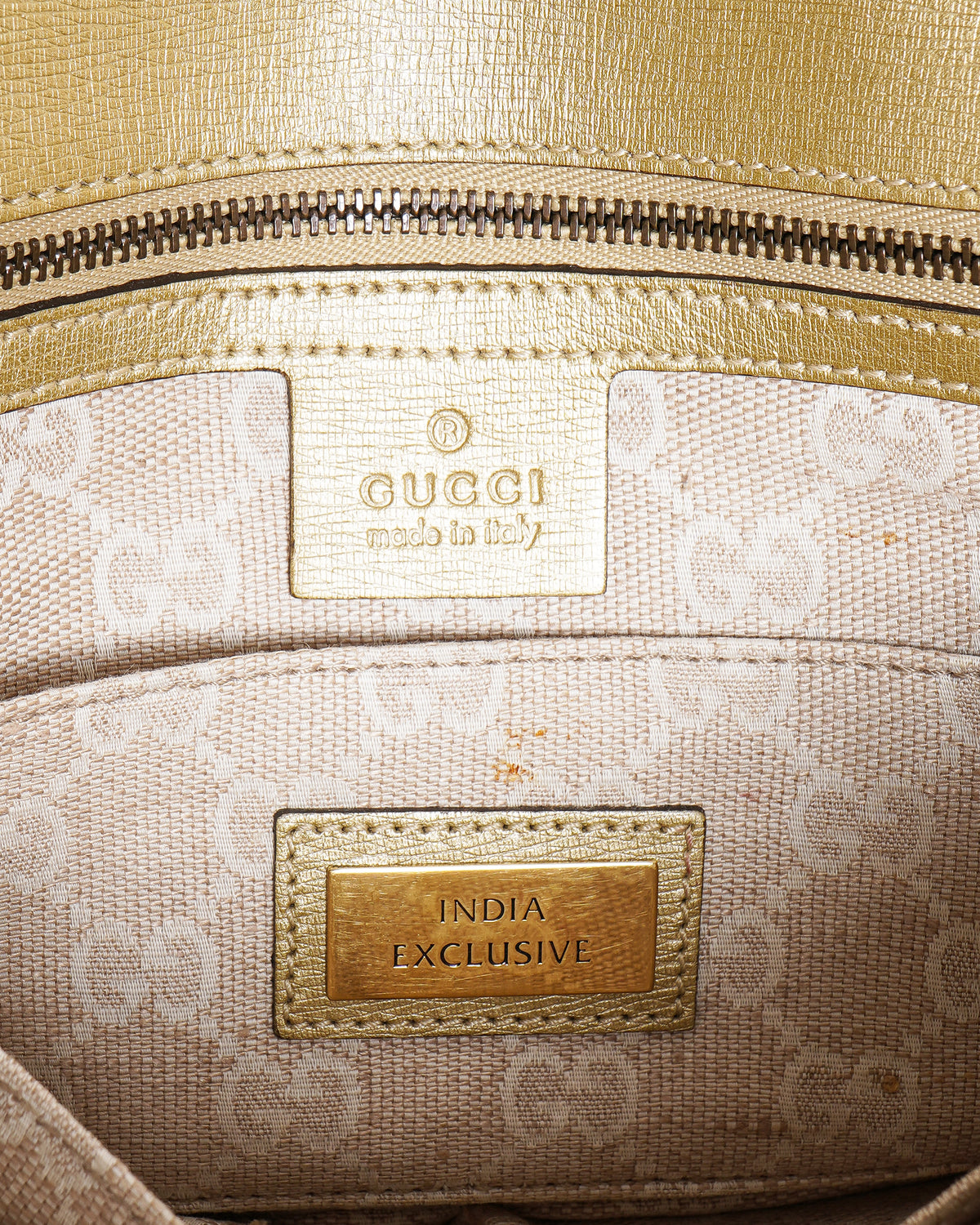 Gucci Metallic Beige Leather Horse Bit Detail Clutch