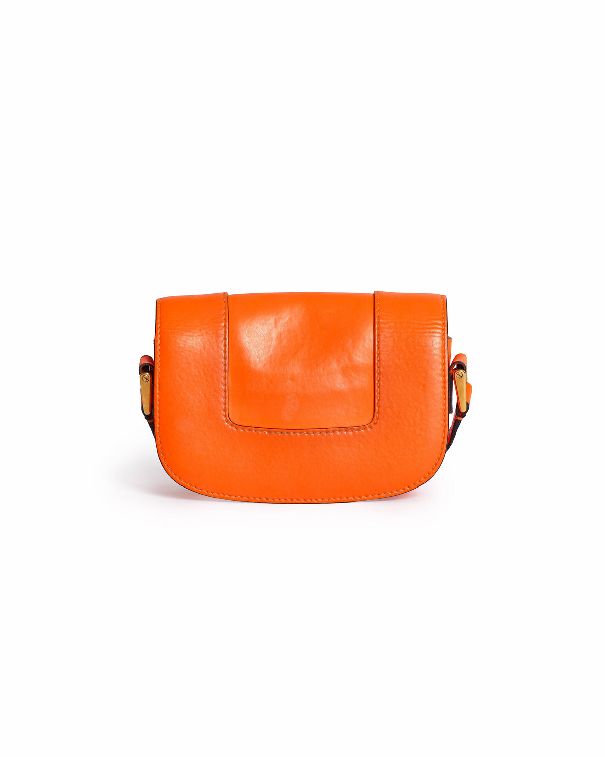 Valentino Neon Orange Leather Small Supervee Crossbody Bag