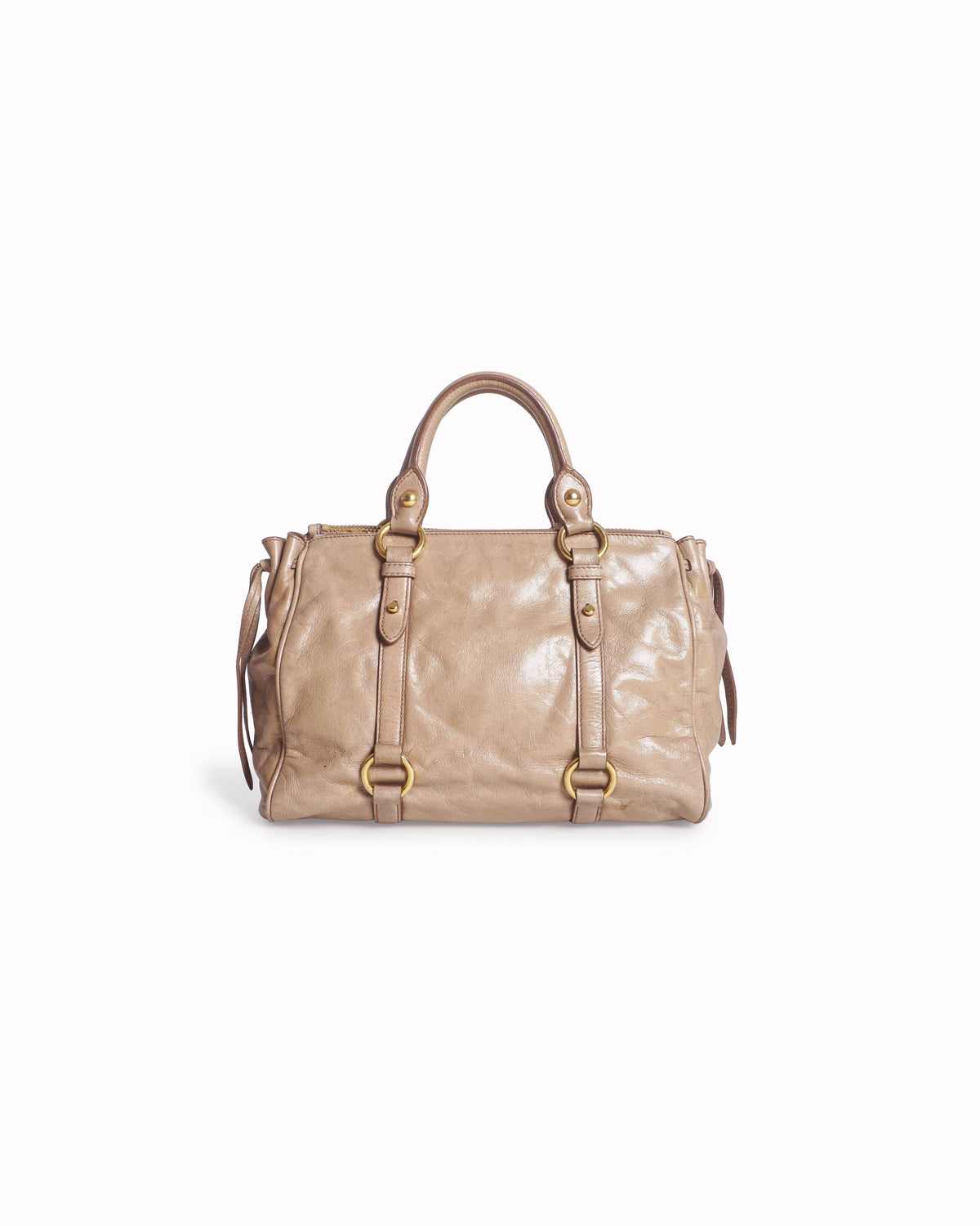 Miu Miu Beige Vitello Lux Leather Satchel Bag
