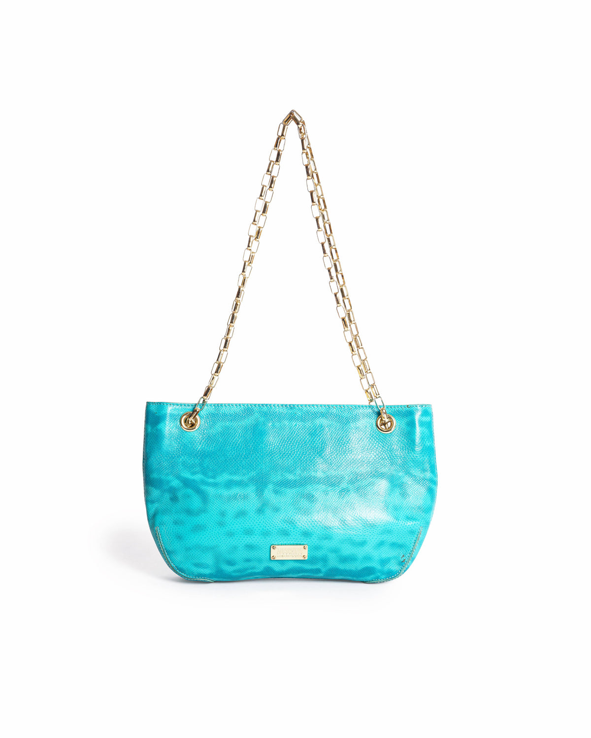 Moschino Cheap and Chic Teal Embossed Leather Chain Bag