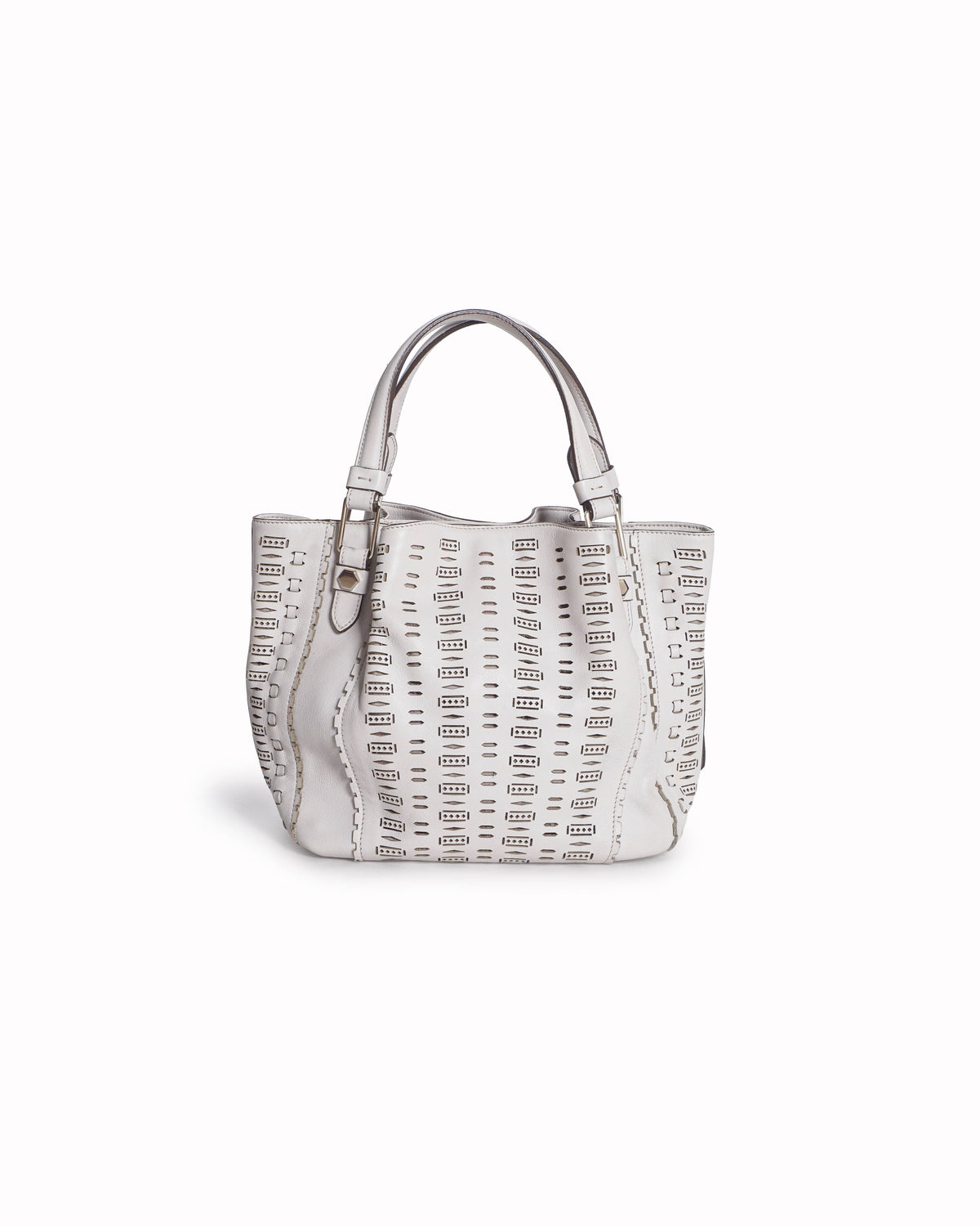 Tod's White Laser-Cut Perforated Leather Bucket Bag