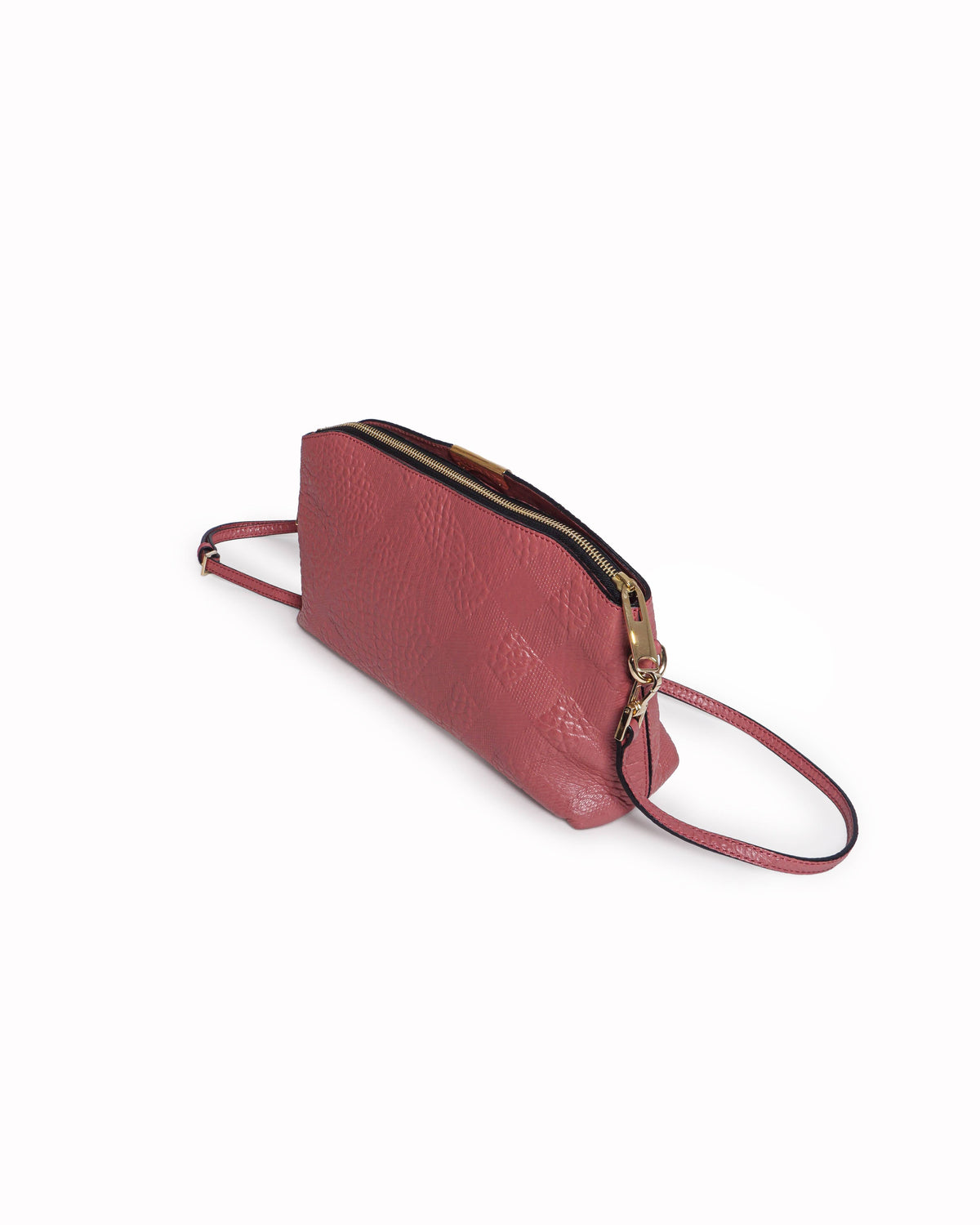 Burberry Chichester Coral Pink Embossed Leather Crossbody Bag