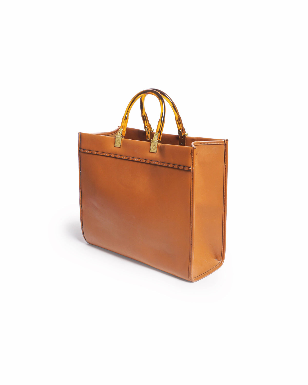 Fendi Sunshine Medium Brown Leather Shopper Tote