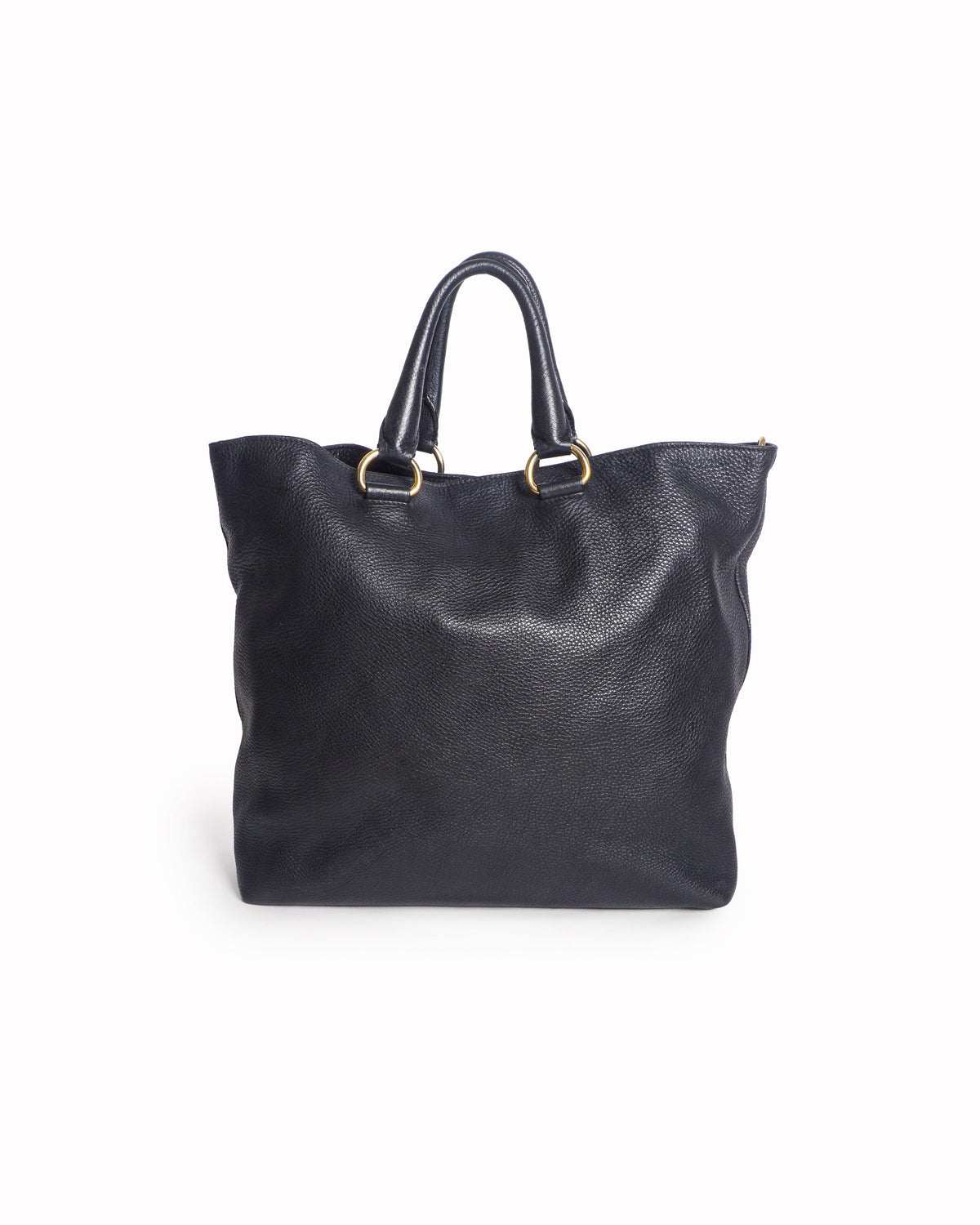 Prada Black Vitello Daino Leather Shopping Tote