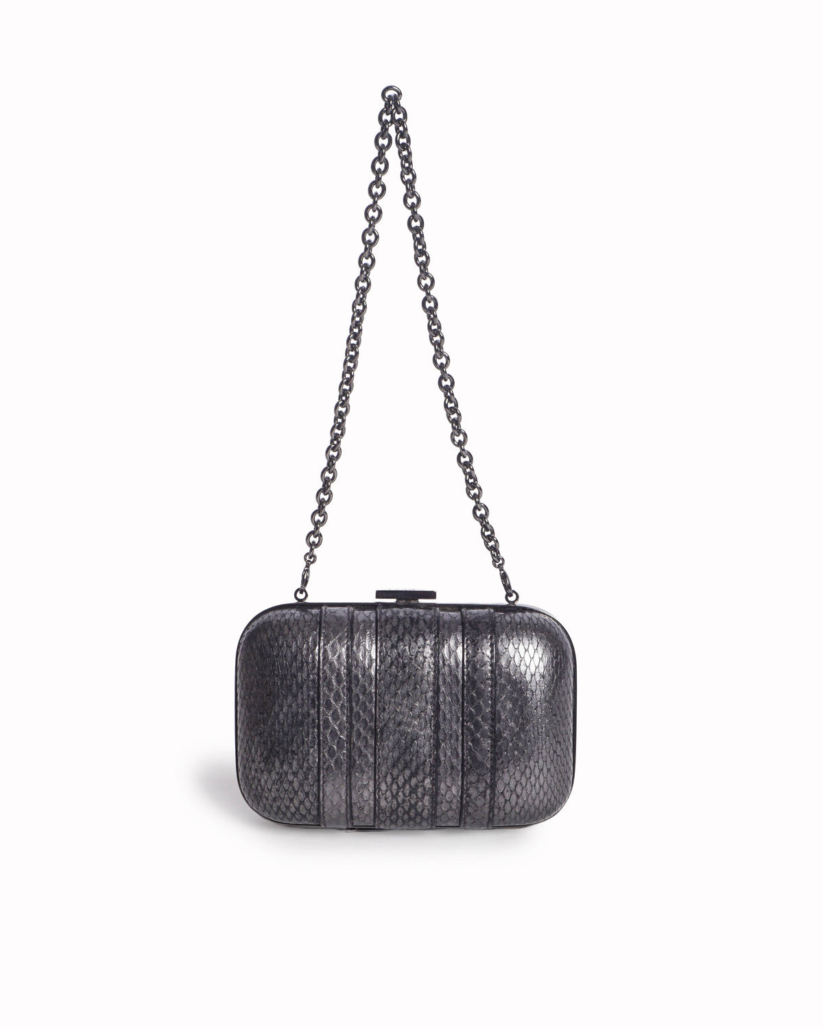 Gucci Grey Metallic Python Small Box Clutch