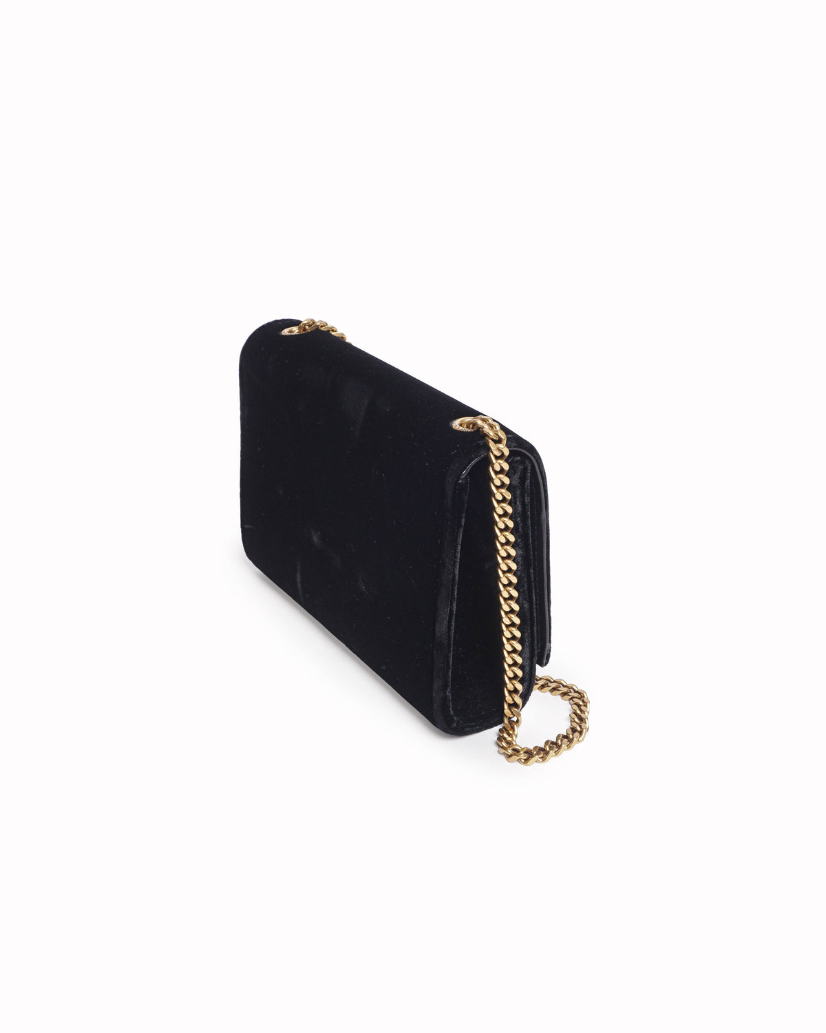 Saint Laurent Medium Black Velvet Monogram Kate Tassel Bag