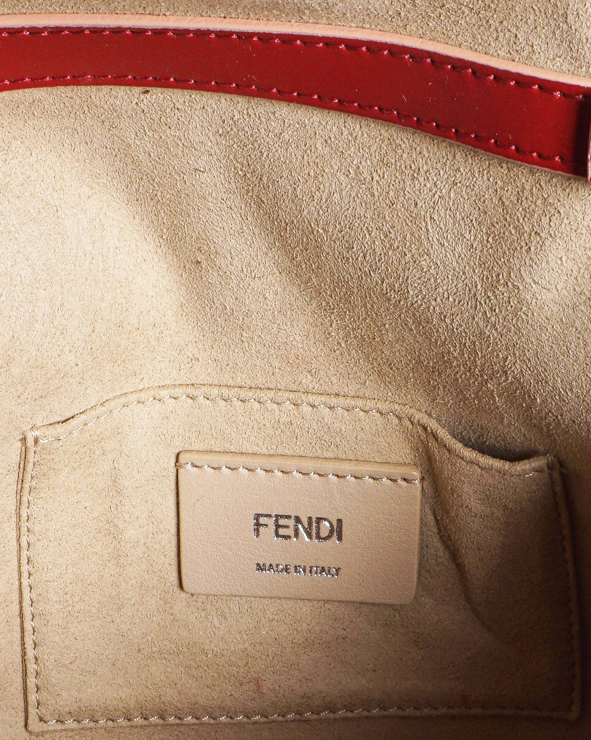 Fendi Small Red Leather Kan I Scalloped Shoulder Bag