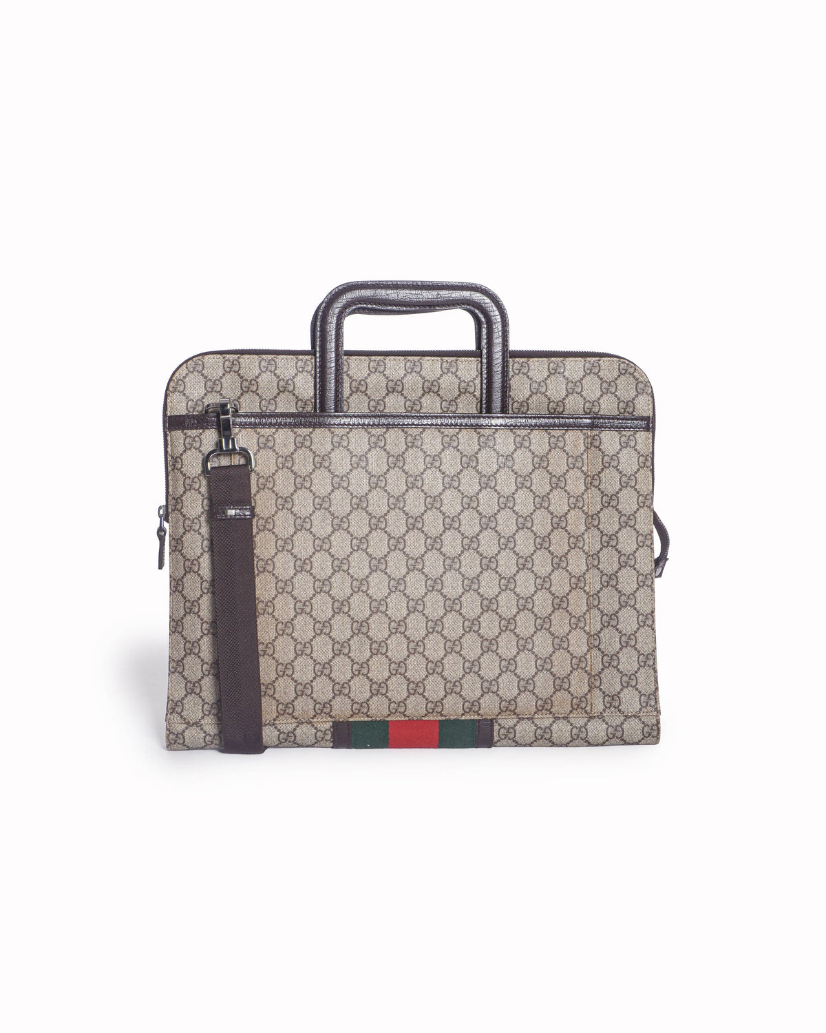 Gucci GG Supreme Canvas & Web Stripe Briefcase