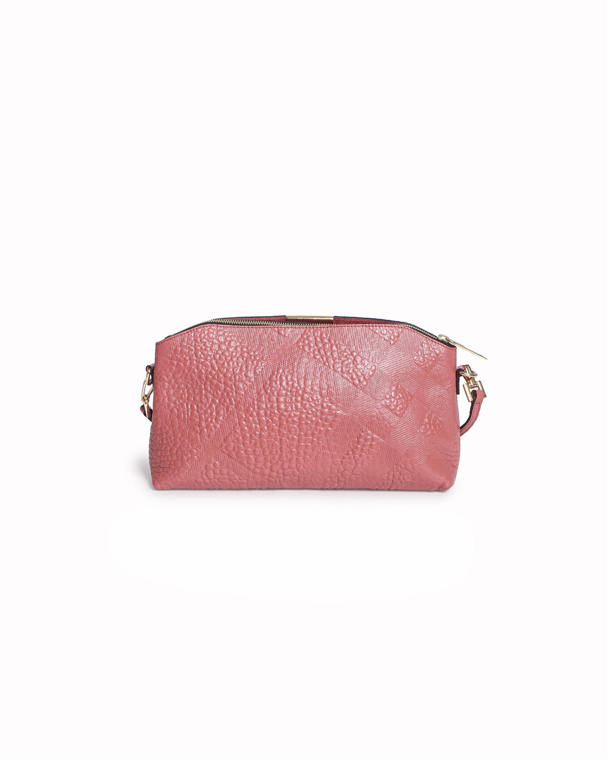 Burberry Chichester Coral Pink Embossed Leather Crossbody Bag