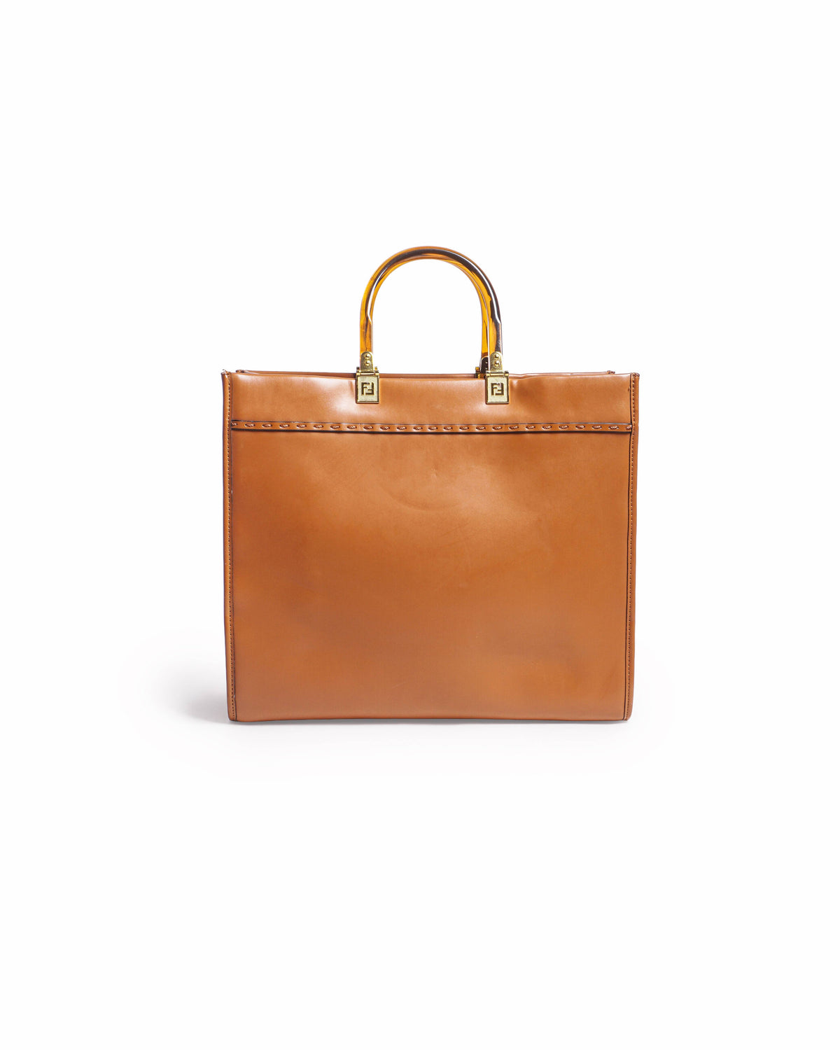 Fendi Sunshine Medium Brown Leather Shopper Tote