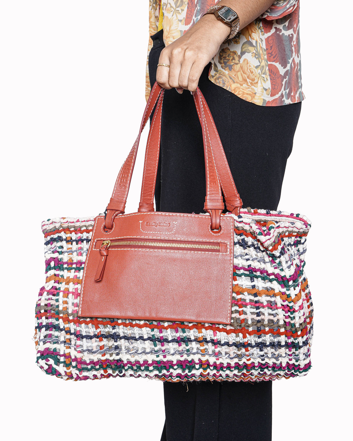 See By Chloé "The Upcycled Tote" in Woven Fabric and Leather
